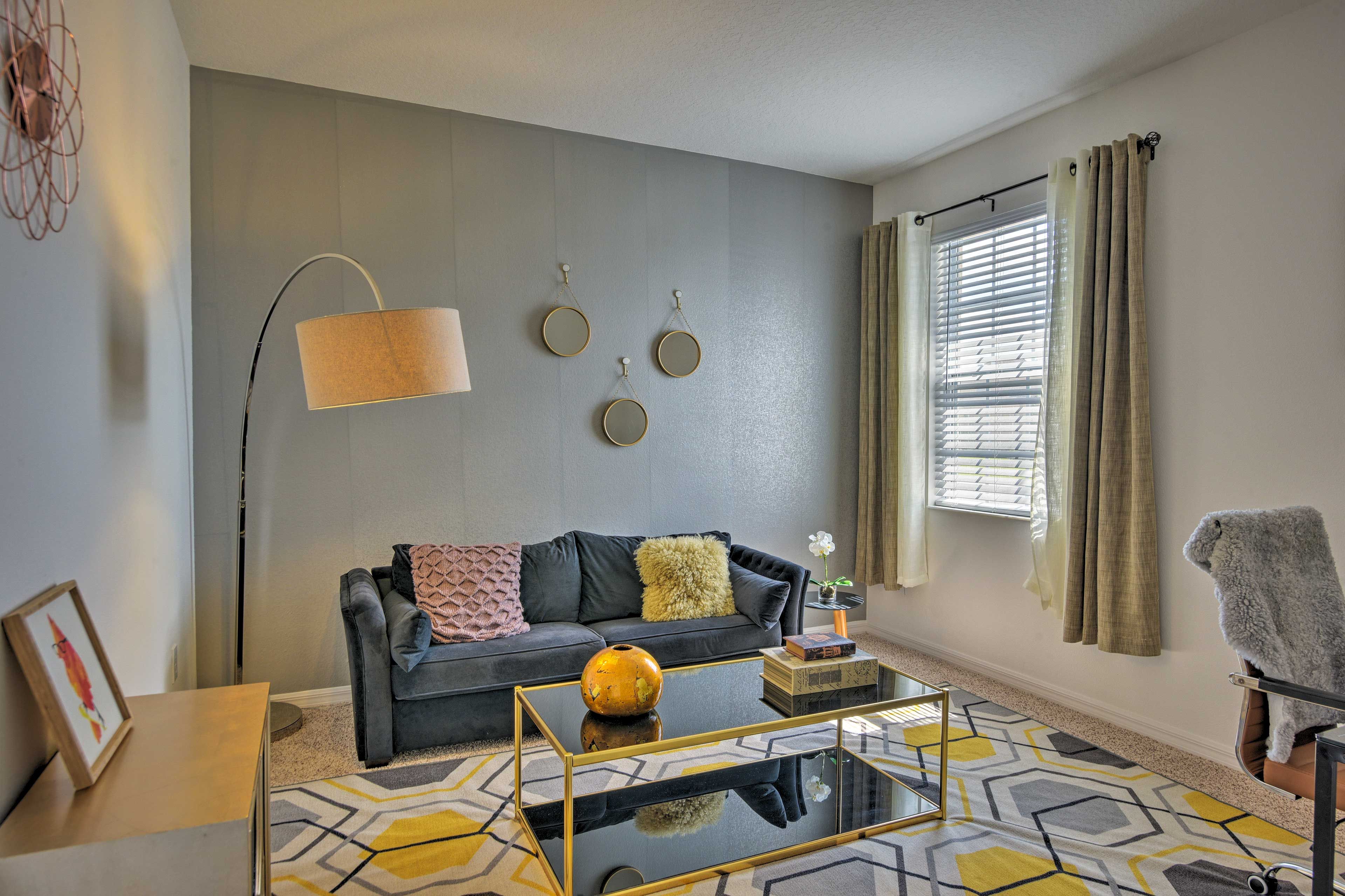 Unwind on this plush couch.