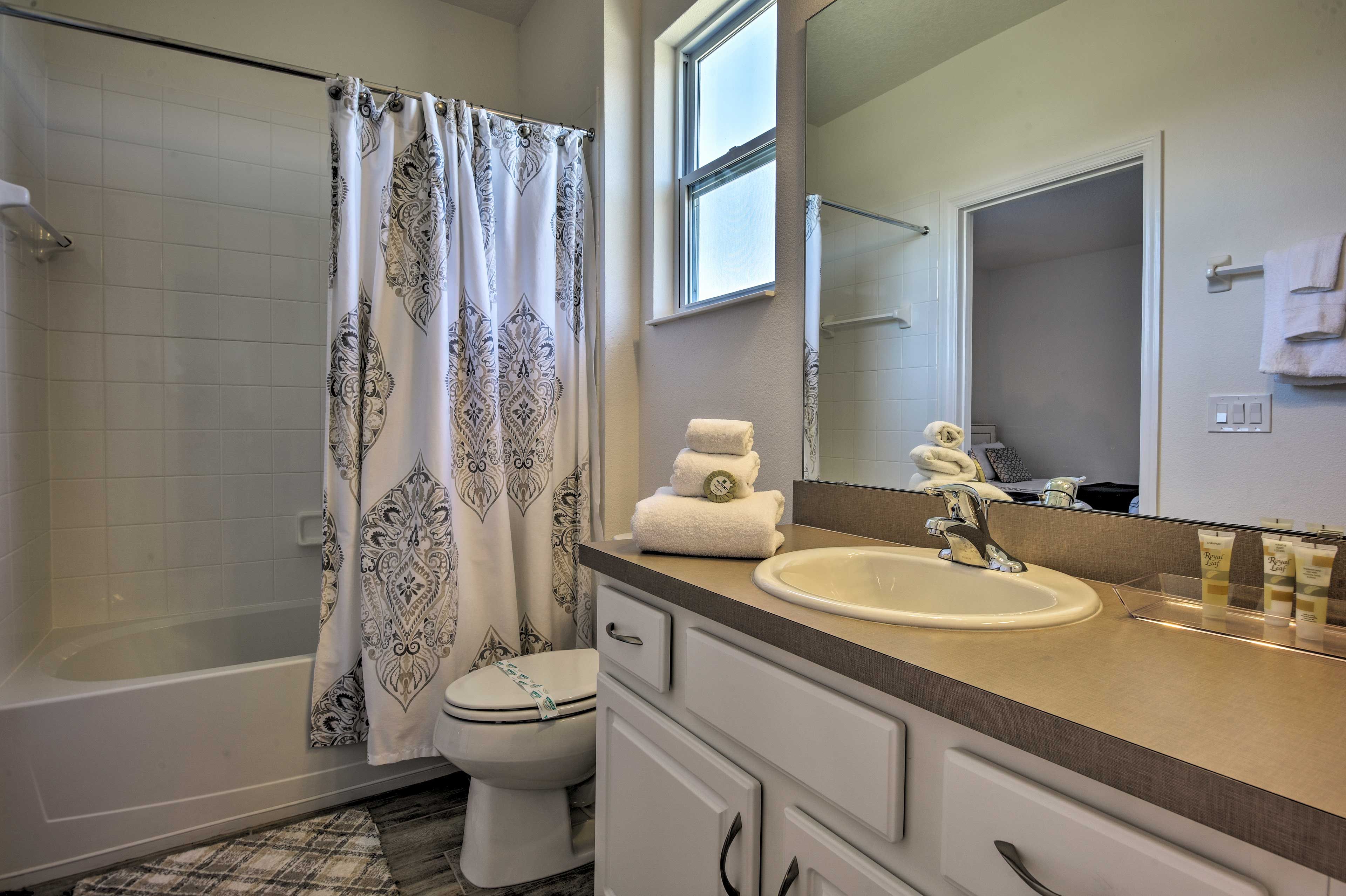 Hop in the shower to get ready for a fun day!