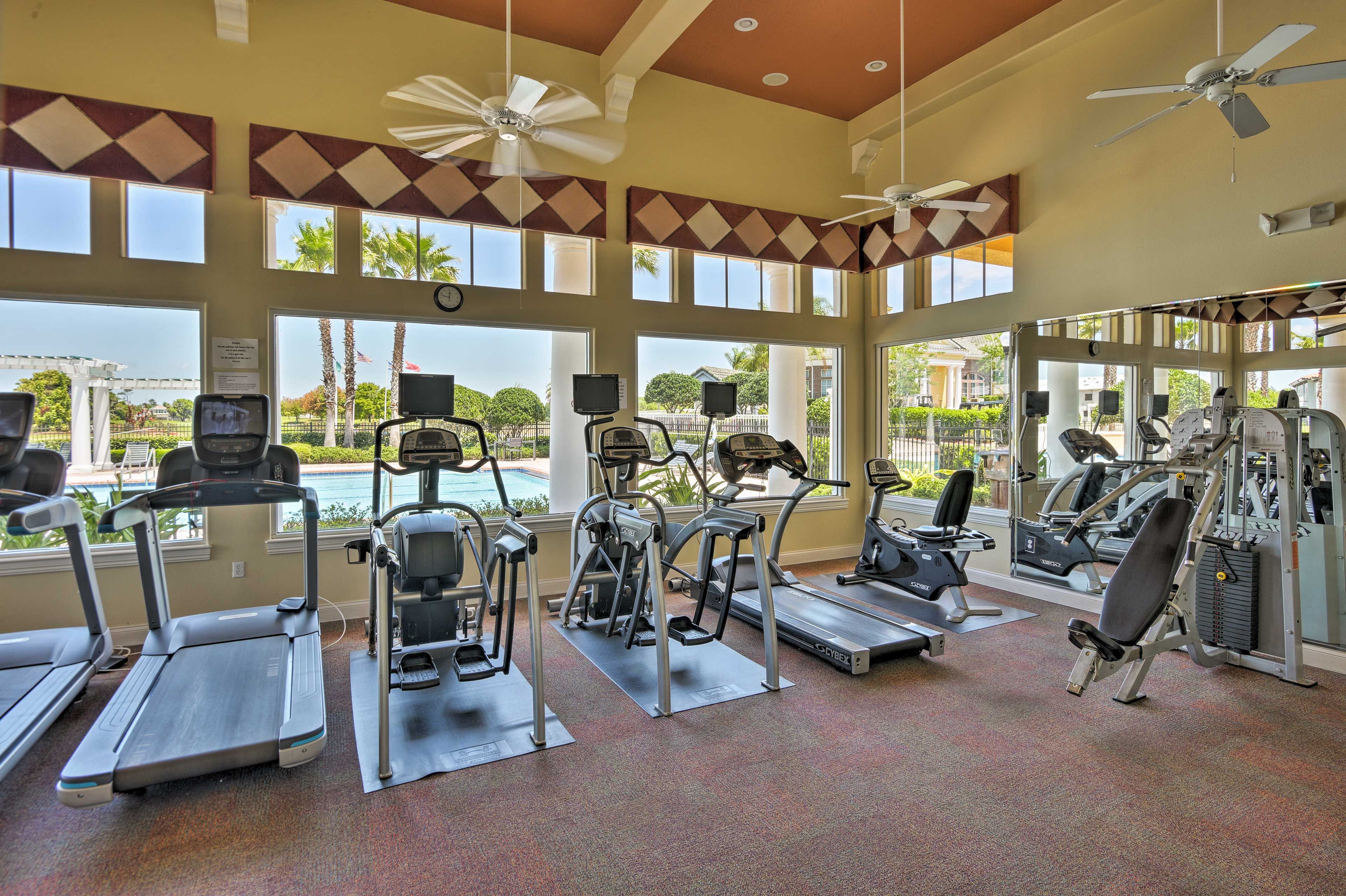 Stay in shape while you're away in the fitness center.