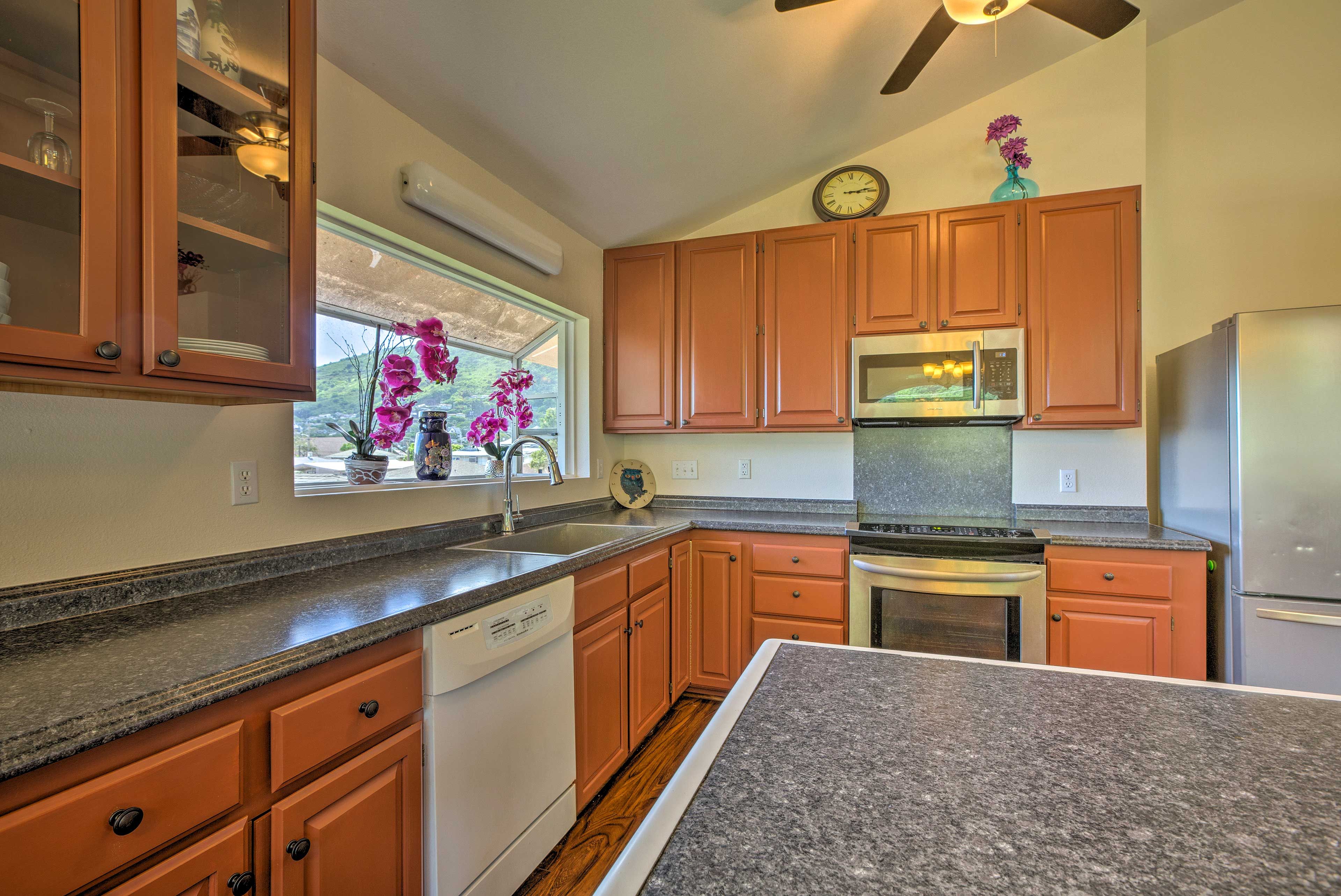 Prepare island-inspired dishes in the kitchen.
