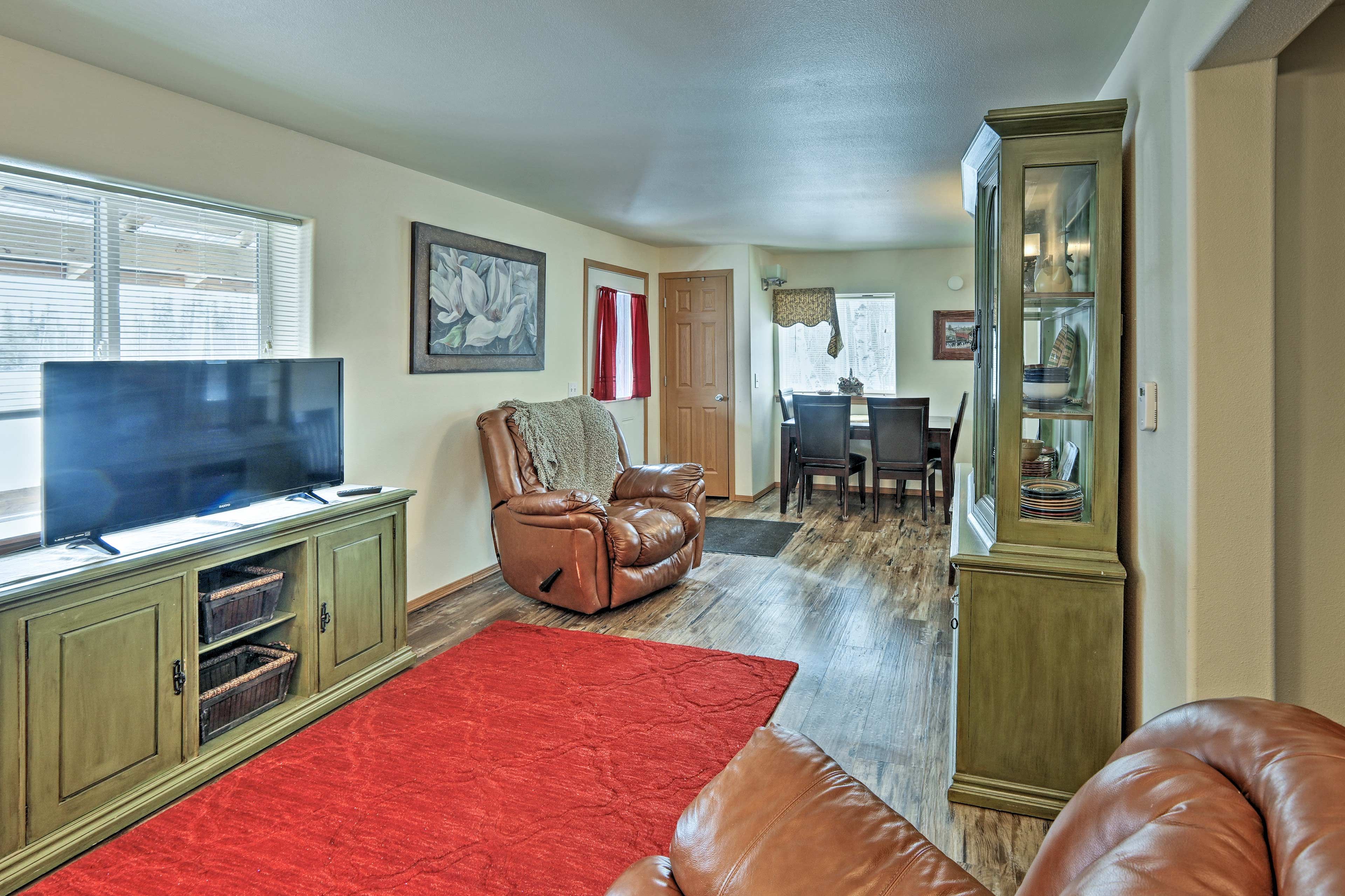 Kick back and relax in the light-filled living room.
