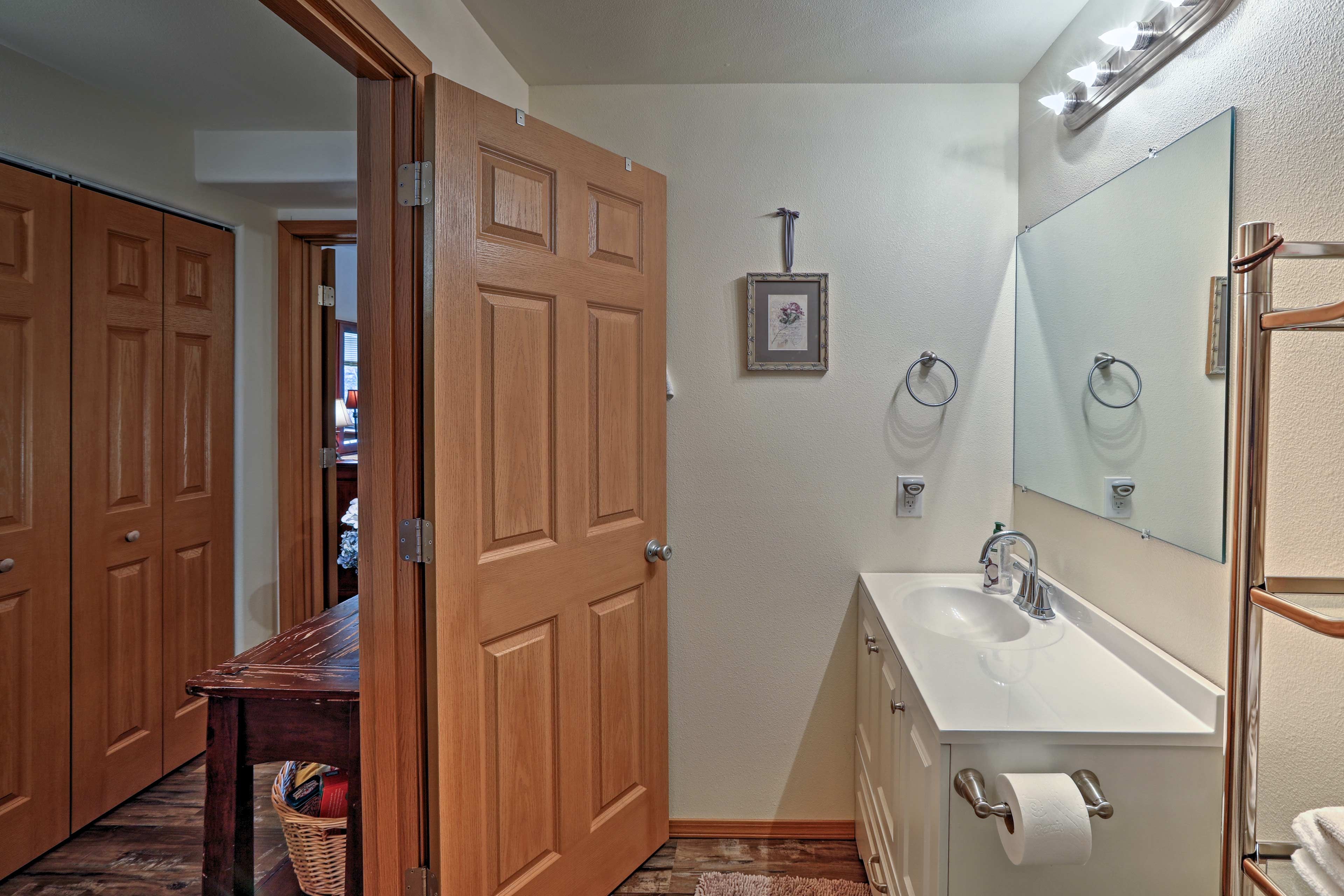 Easily get ready at the mirrored vanity!
