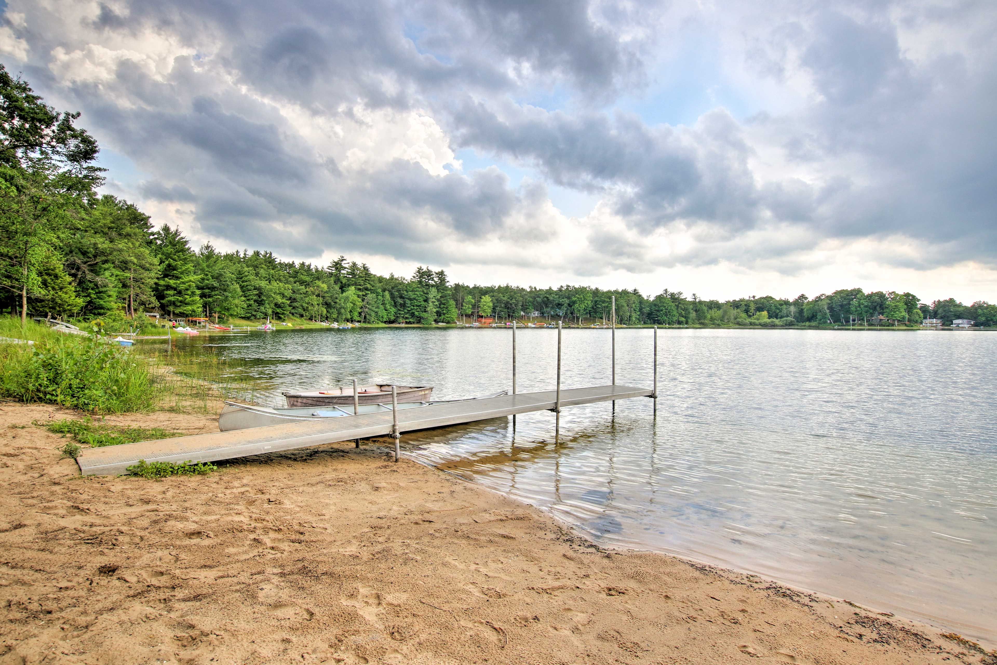 Launch a canoe or kayak right into the calm waters.
