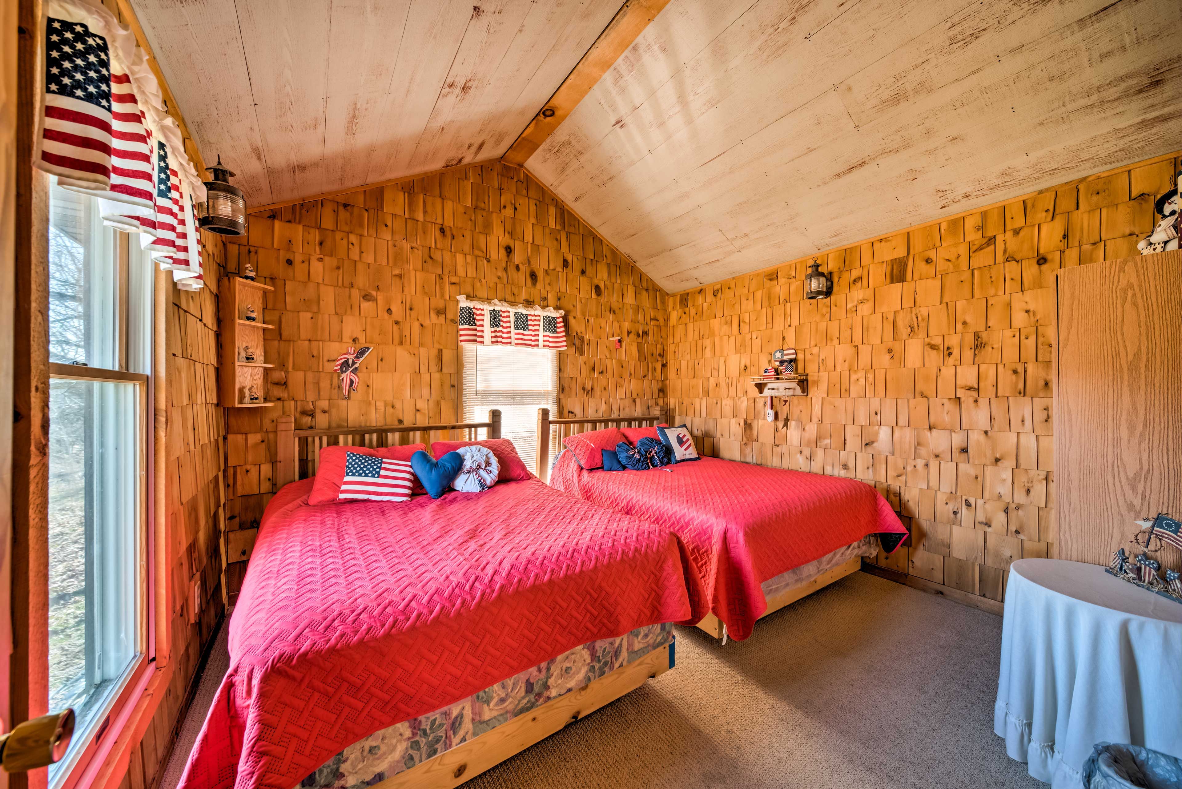 Bedroom 1 | 2 Queen Beds | Linens Provided | 1st Floor