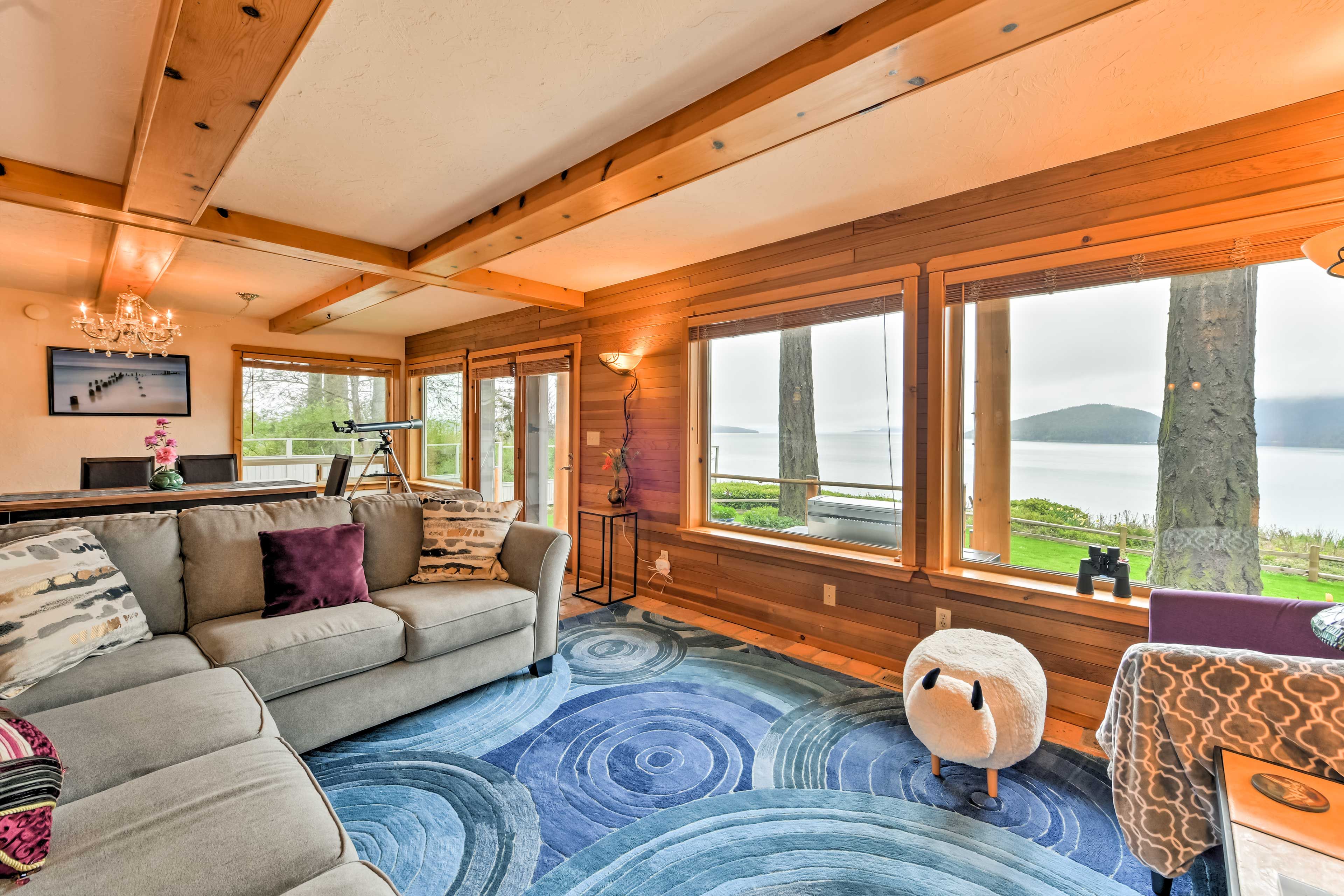 Living Room | 1st Floor | Custom-Built Home | Terracotta Floors | Telescope