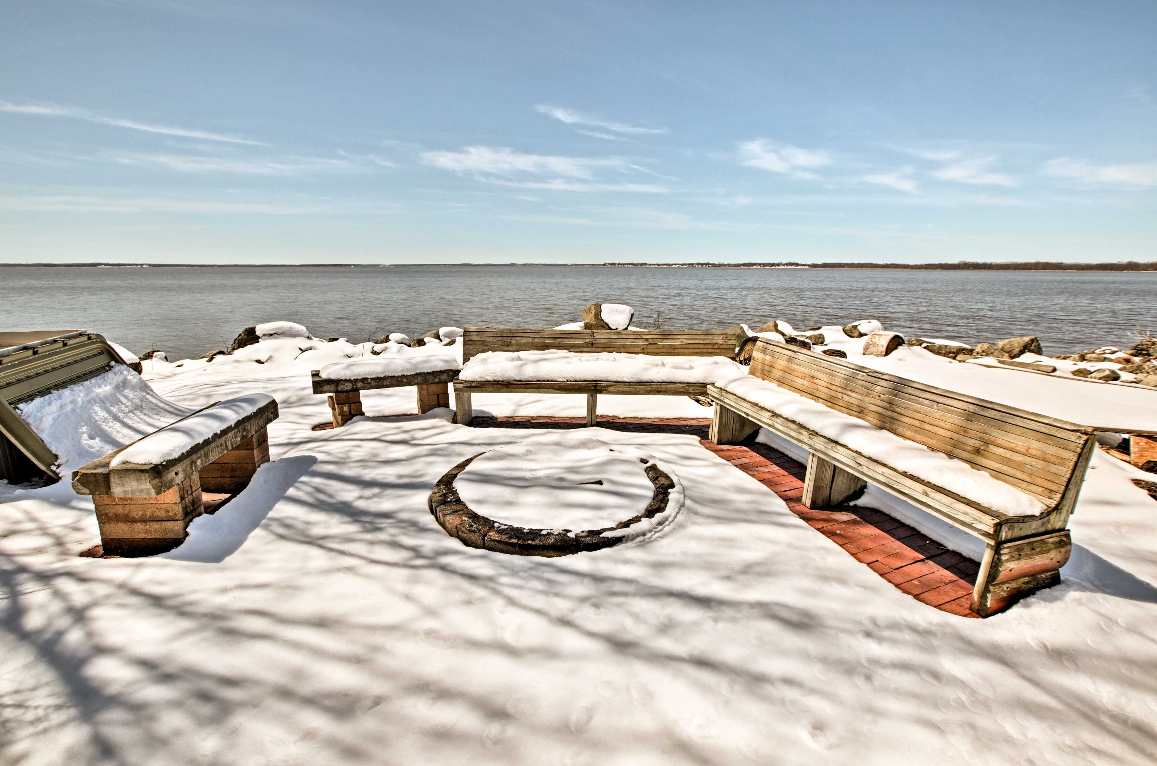 The shared fire pit is ideal for roasting s'mores!