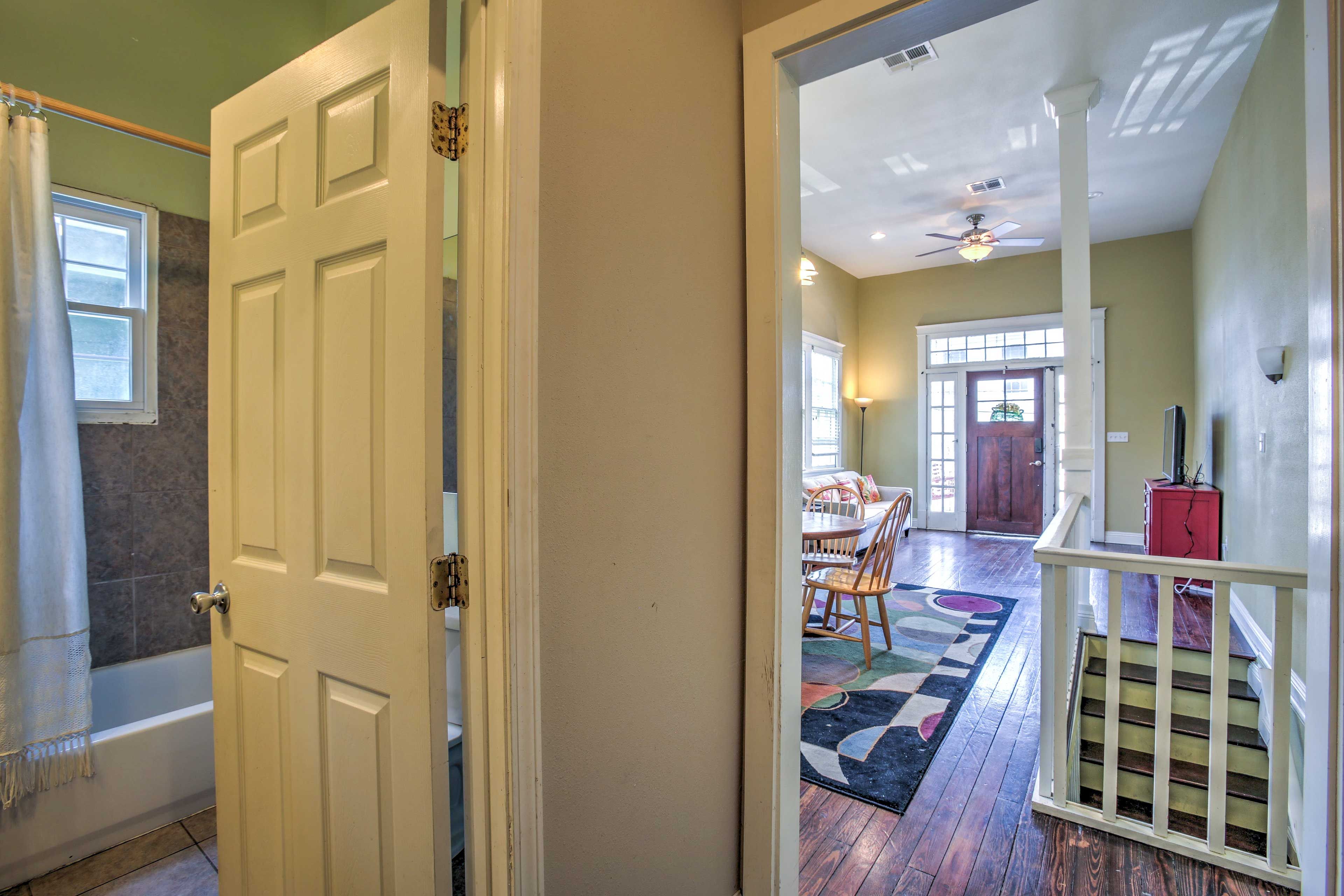 An updated full bathroom is set just down the hall.
