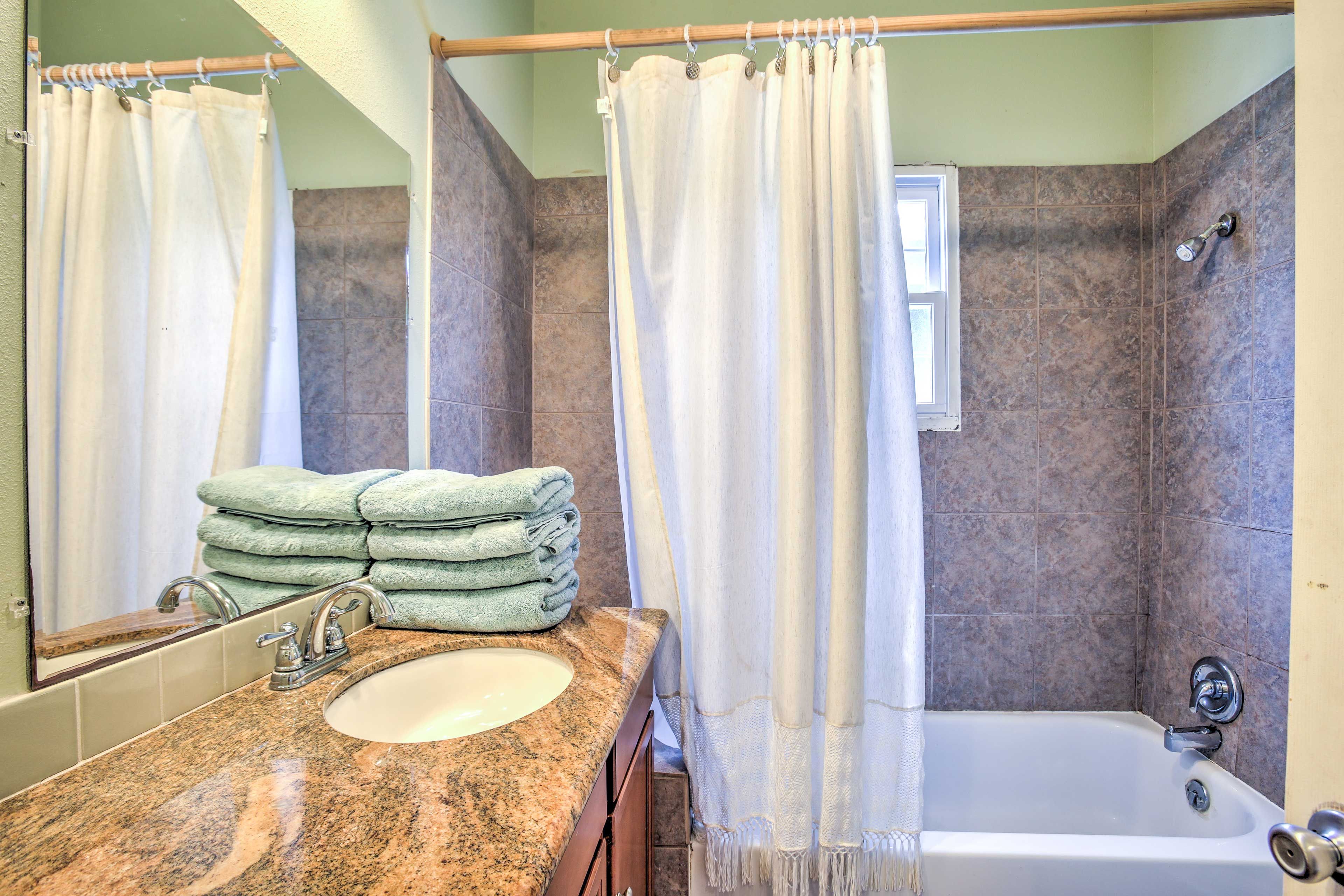 Treat yourself to a rejuvenating shower in the upgraded bathroom.