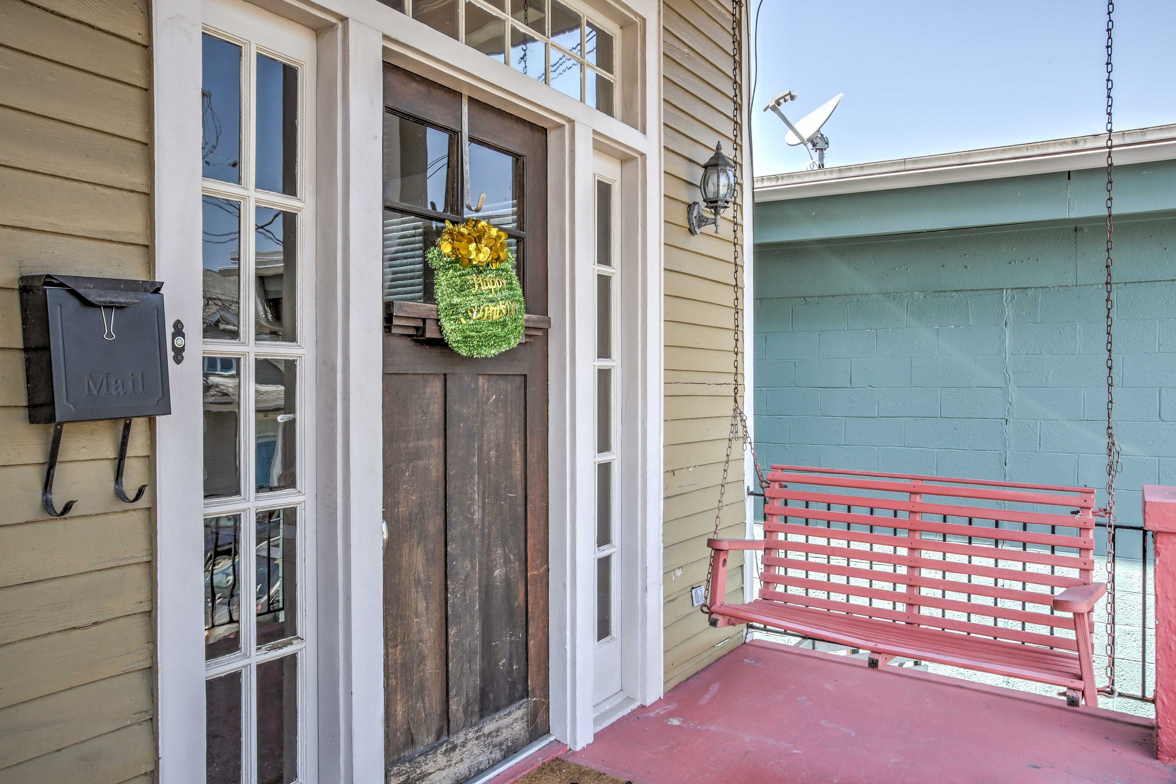 Spend the morning sipping coffee on the front porch swing before you head out.