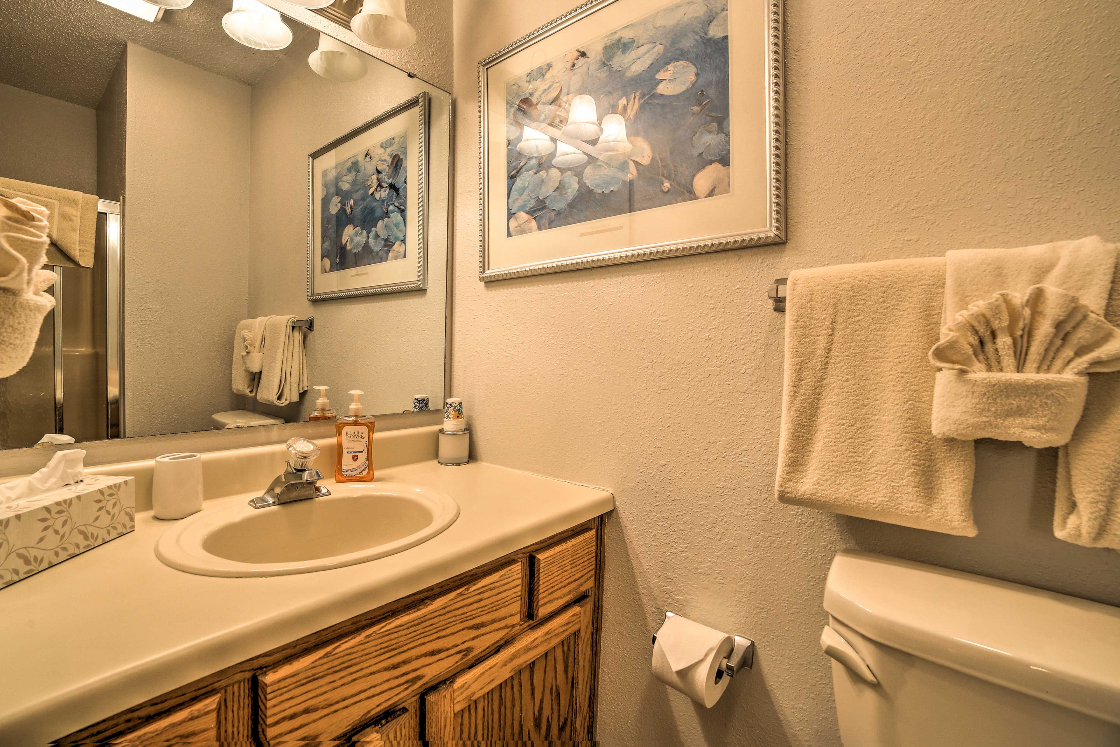 Thanks to the large vanity, you won't have to fight for mirror space.