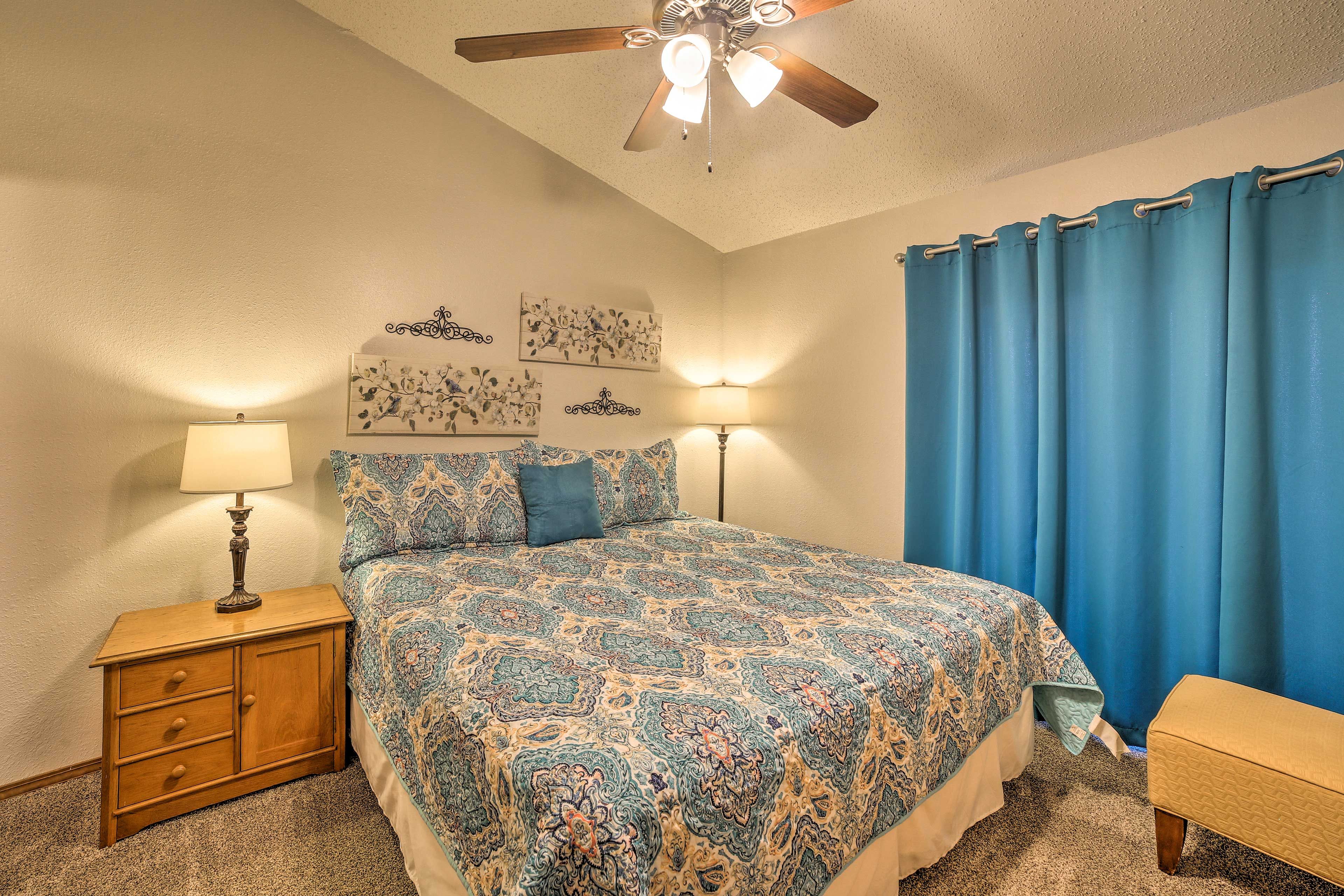 Perfect for couples, this room boasts a king bed.