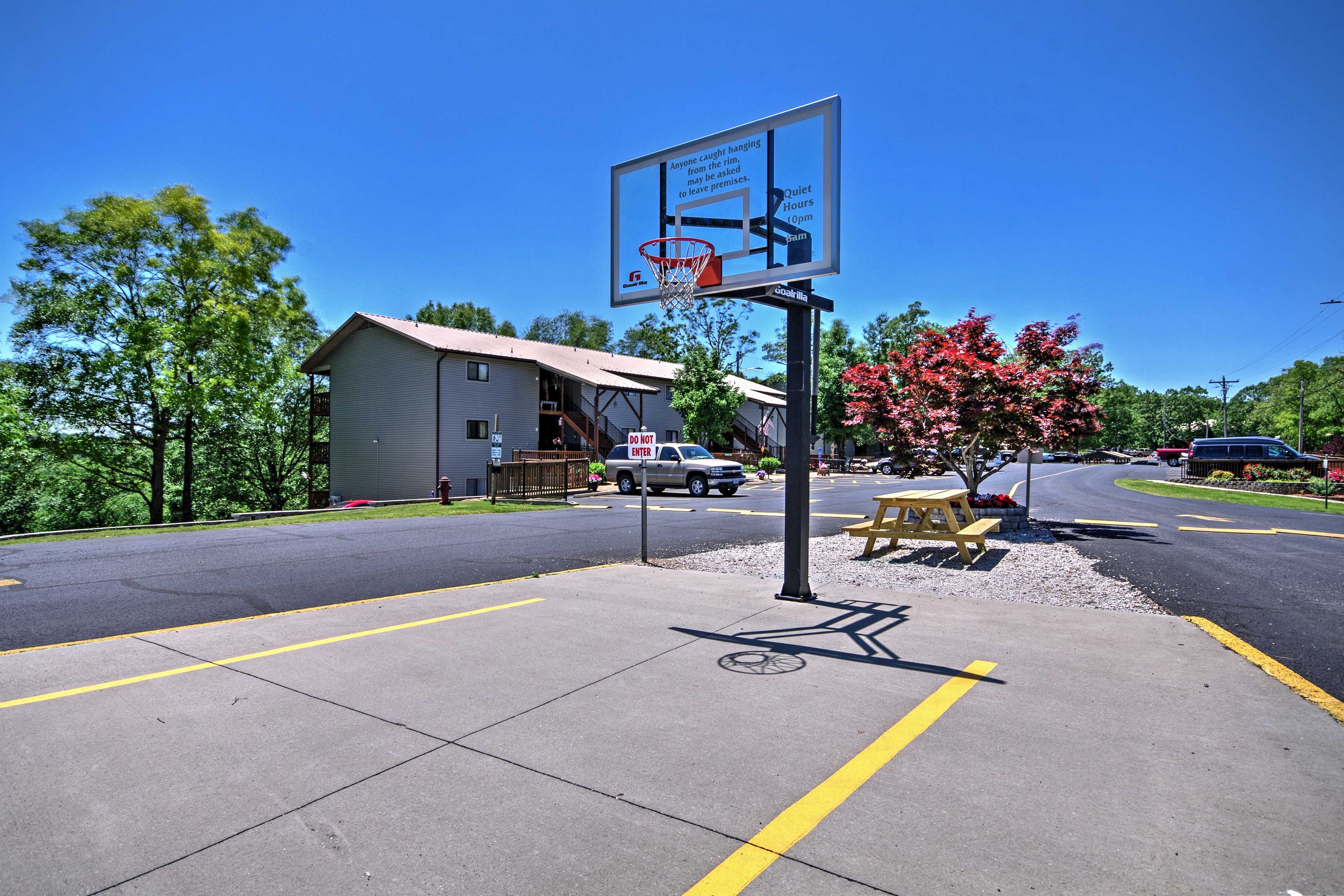 Shoot some hoops with your travel companions.