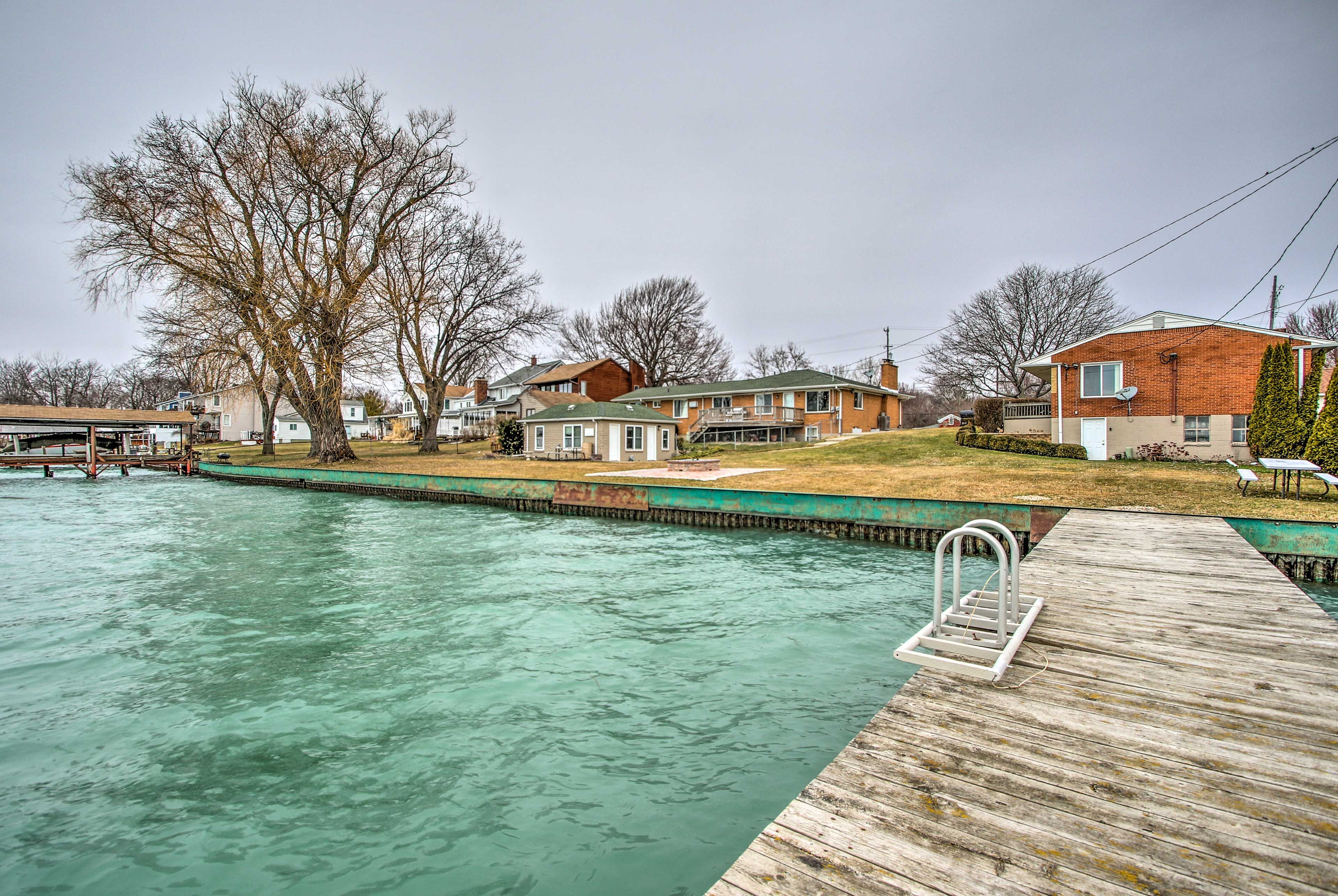 Enjoy access to Anchor Bay on Lake St. Clair from the dock.