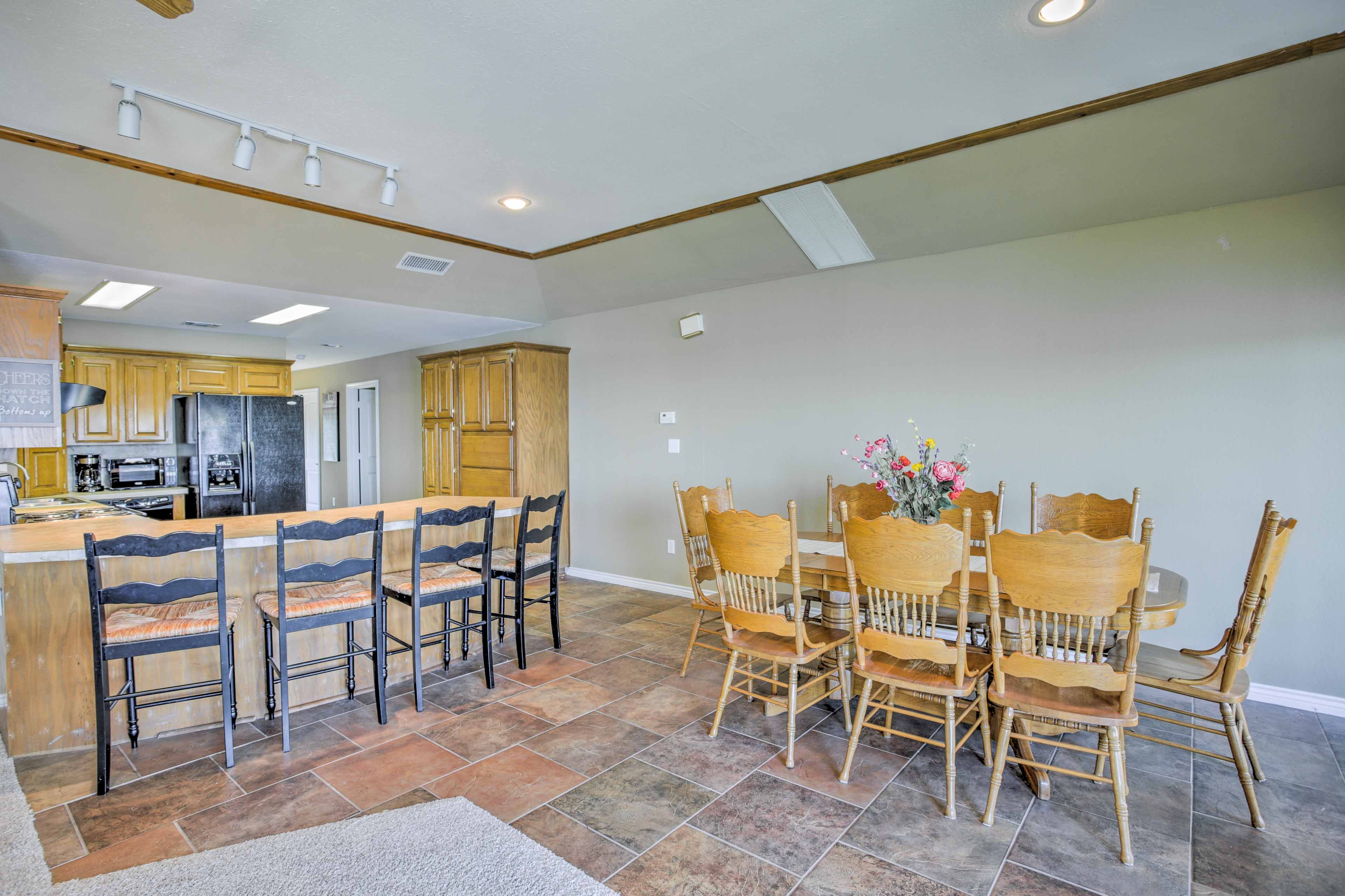 Make plans for your stay at the 8-person dining table.