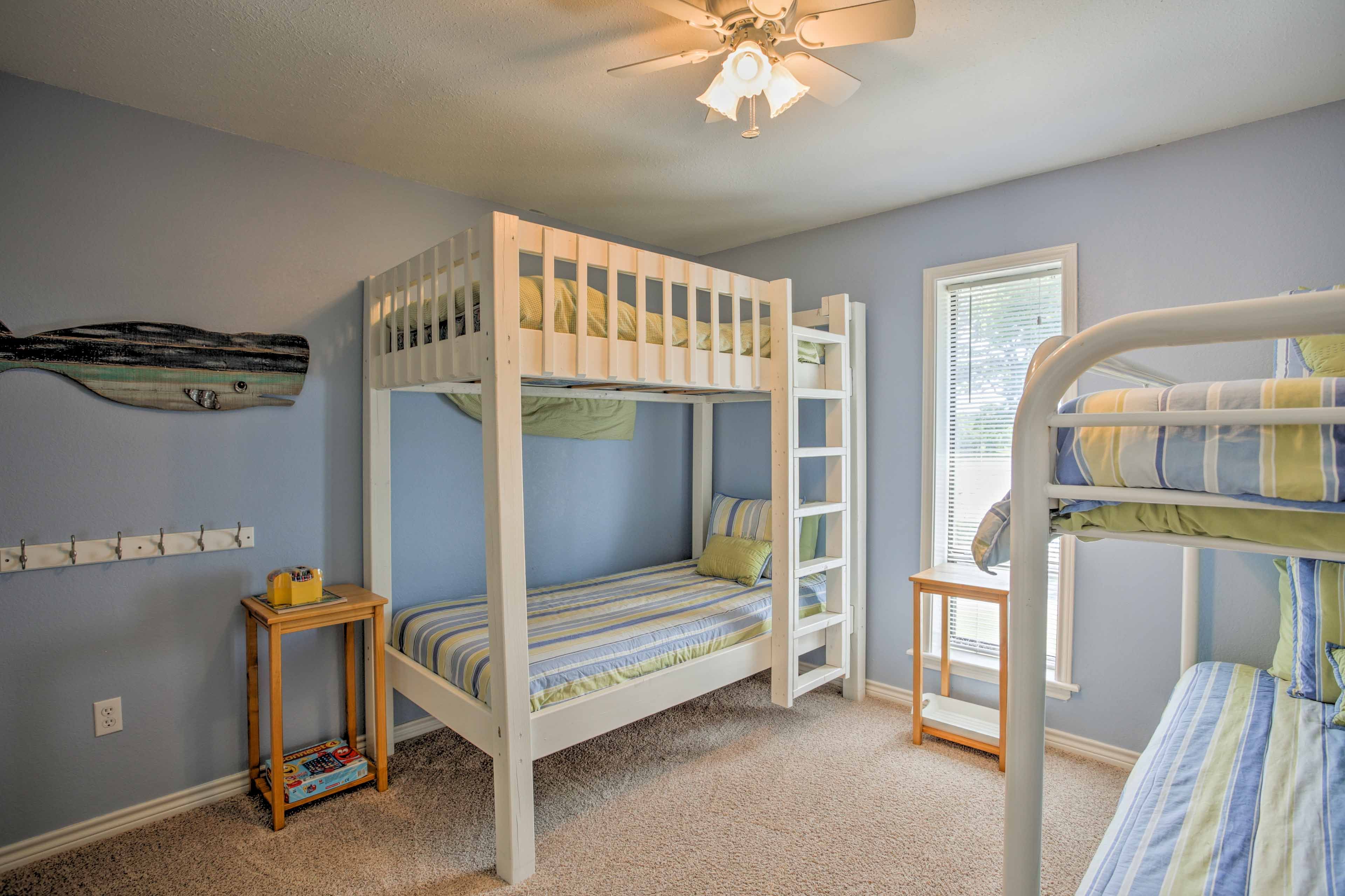 Kids will love the 2 twin bunk beds in this room.