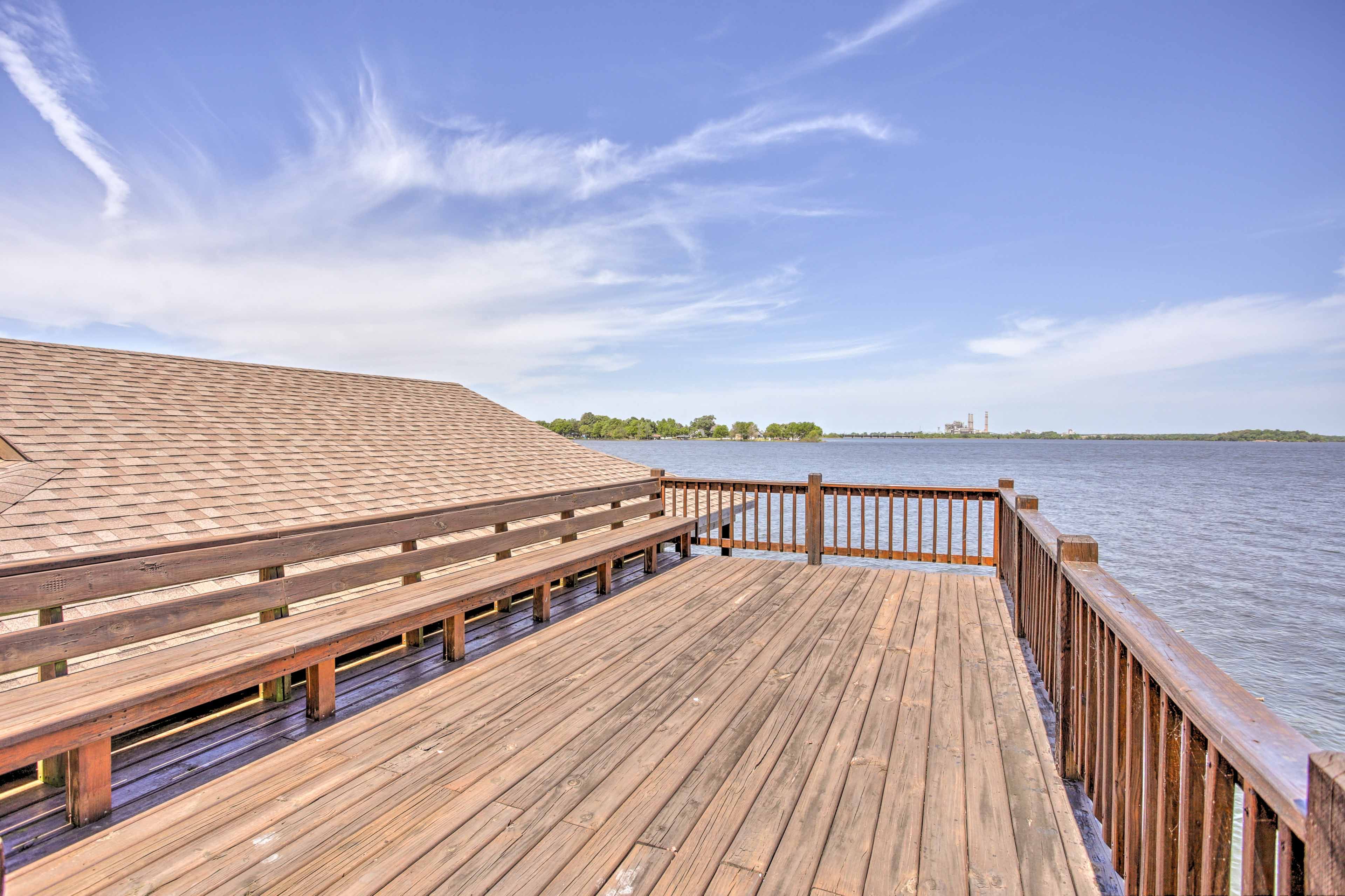 Catch some sun on the rooftop deck with built-in bench seating.