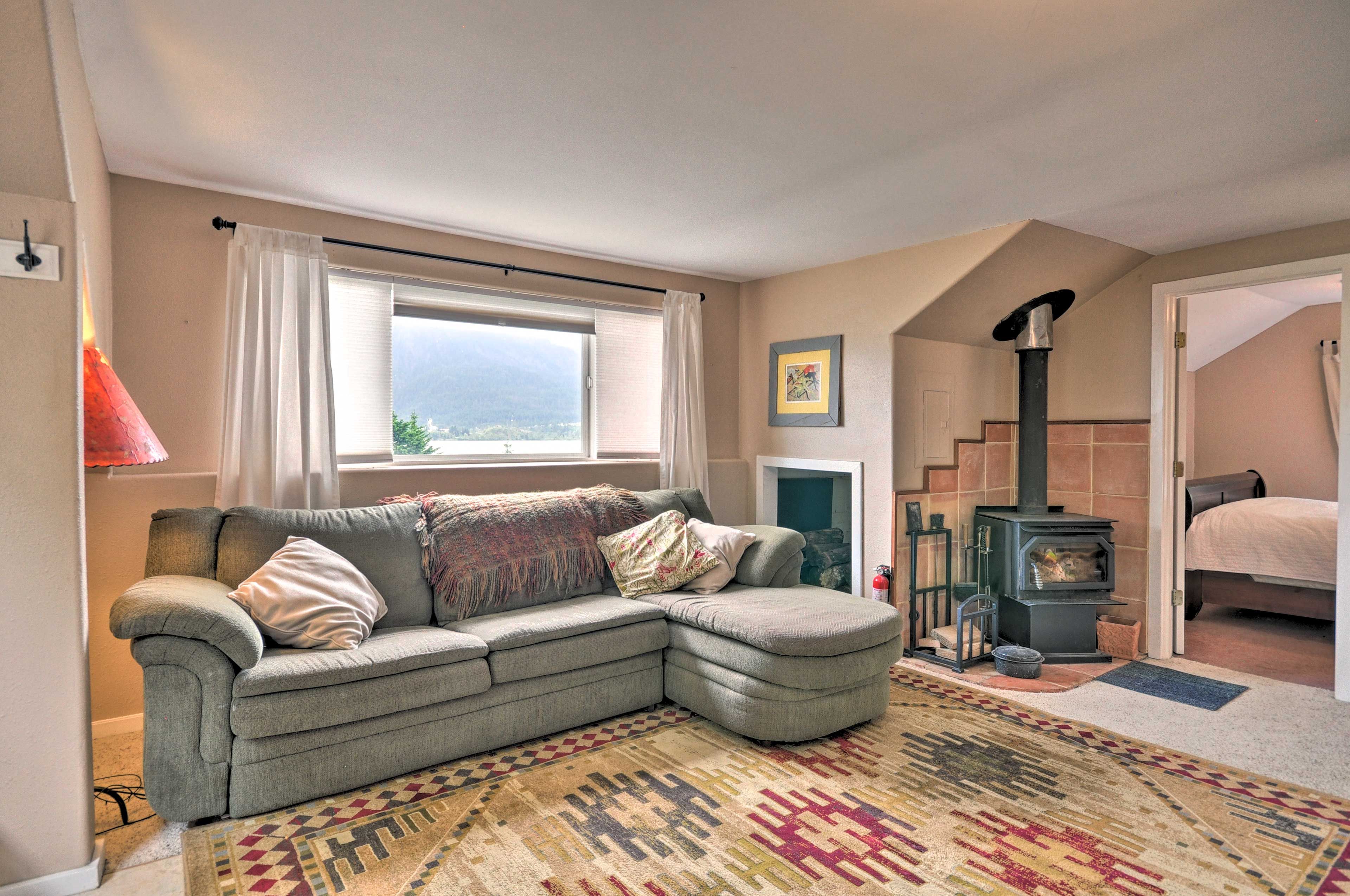 Picturesque views are visible through the center window!