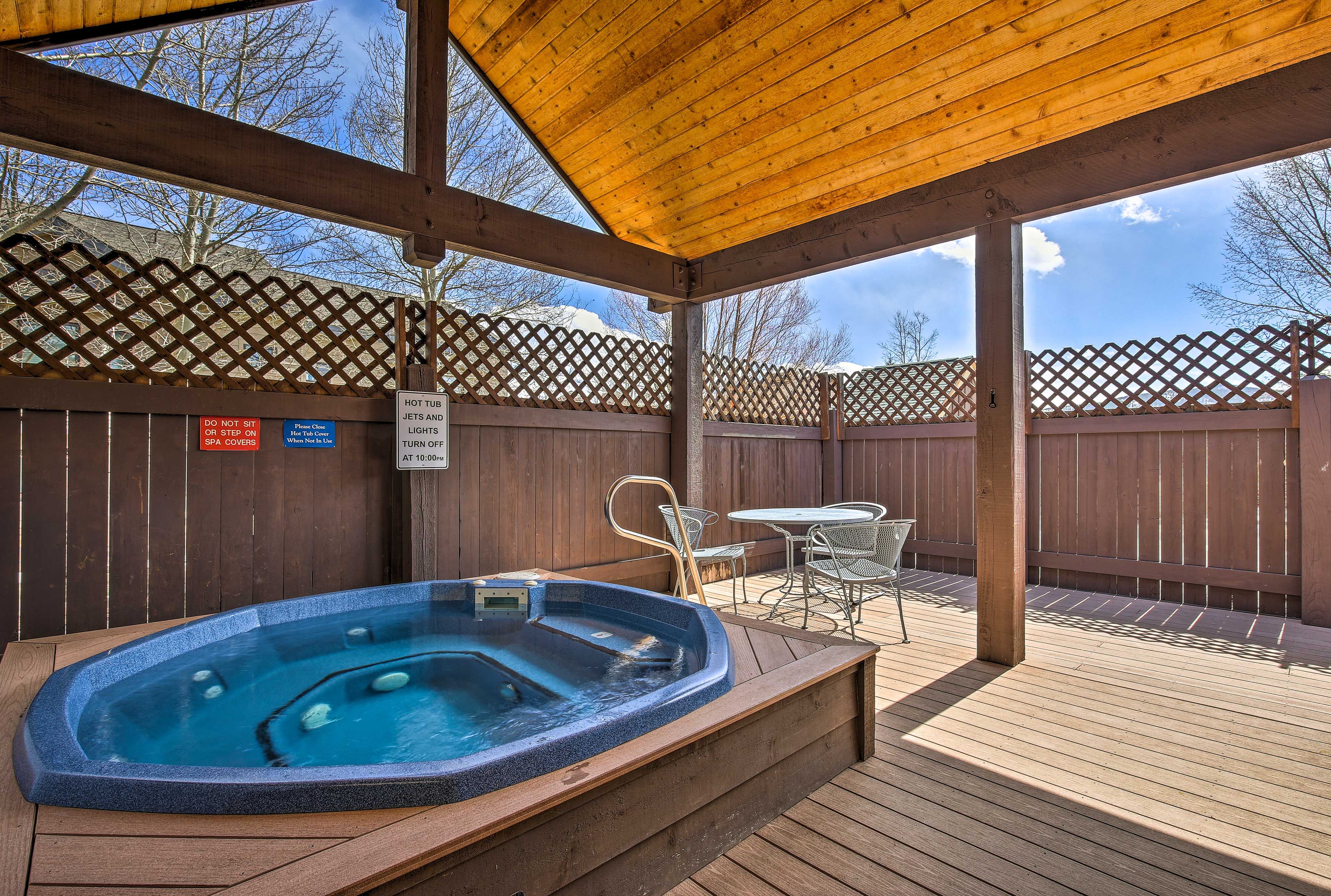 What's a mountain trip without a little relaxation in a hot tub?
