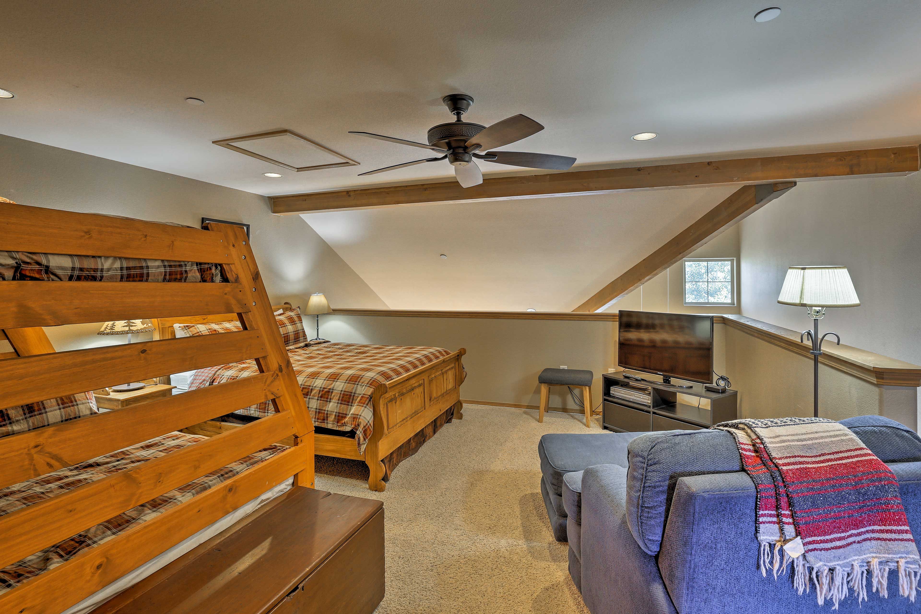 Head up to the loft to find a relaxing space for all.