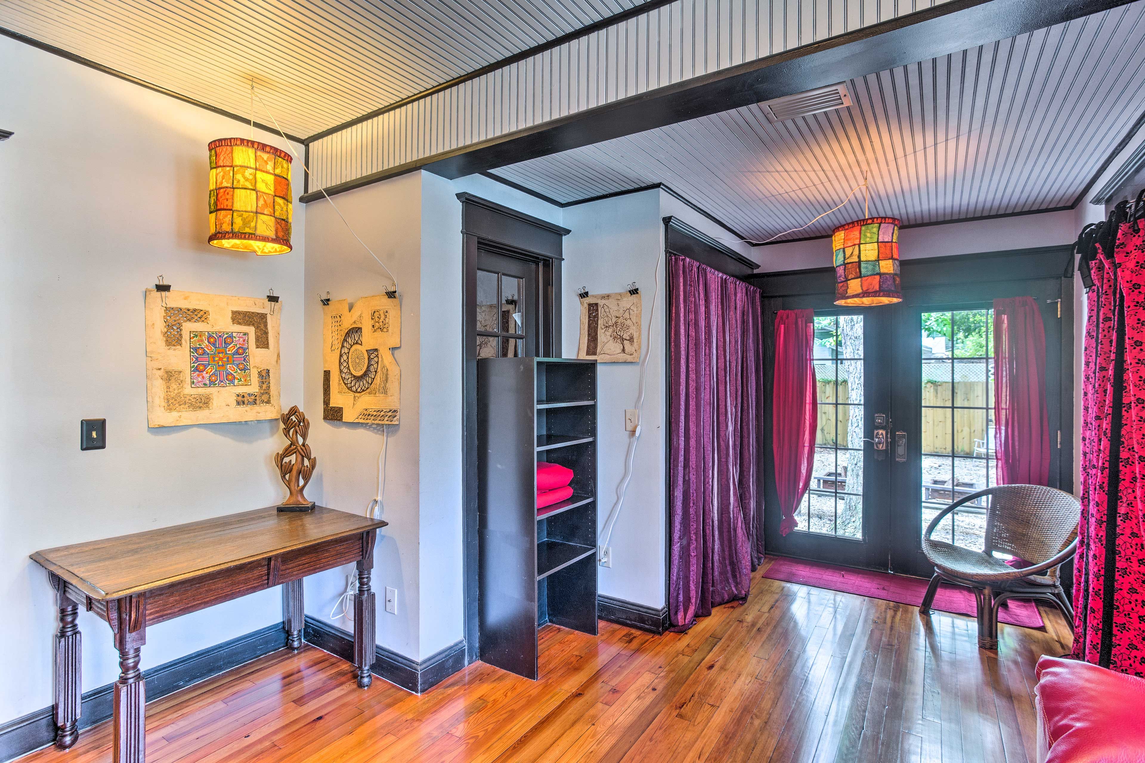 Unique decor adorns each room.