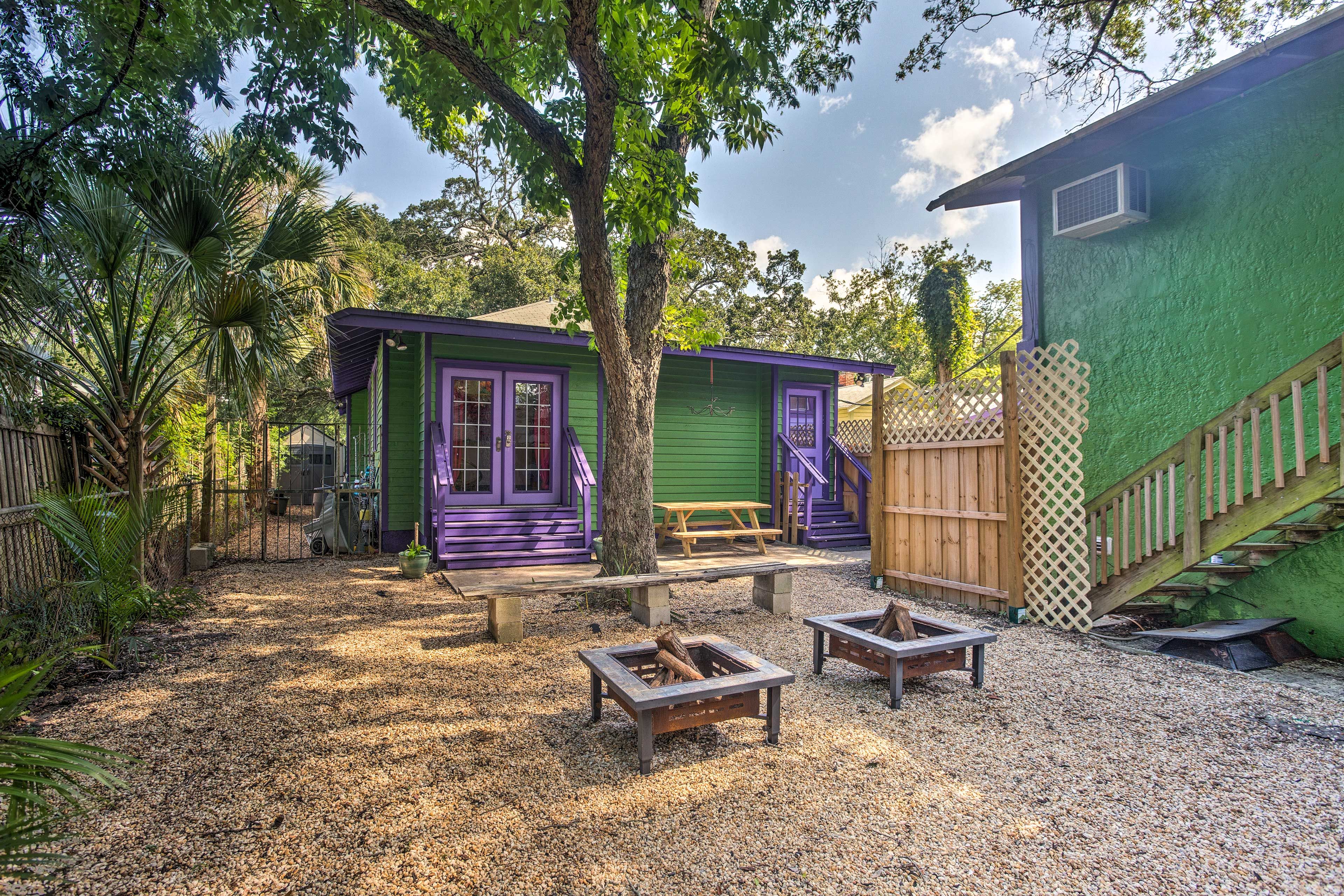 The backyard is shared with another vacation rental property.
