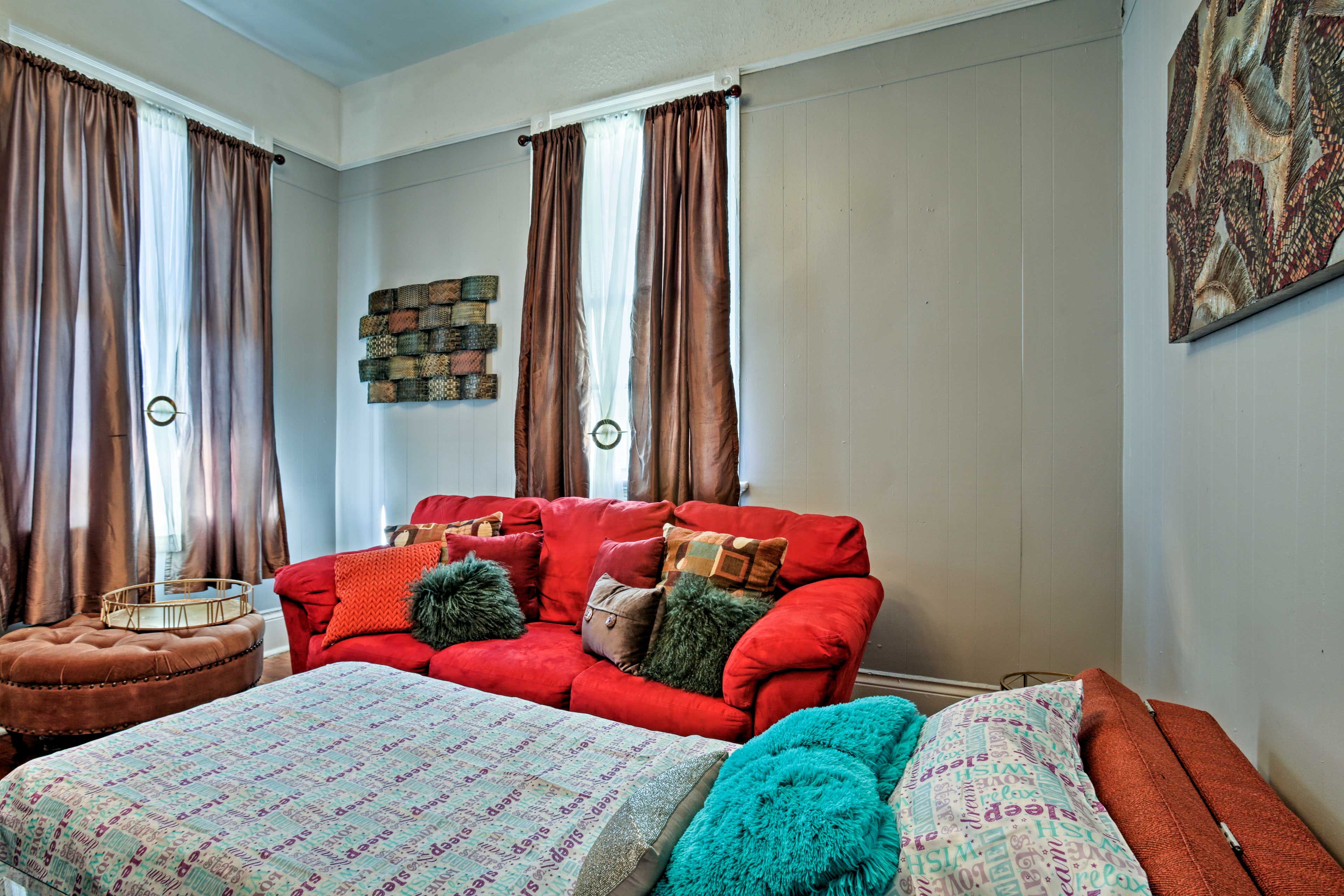 The home boasts impressive 12-foot ceilings.
