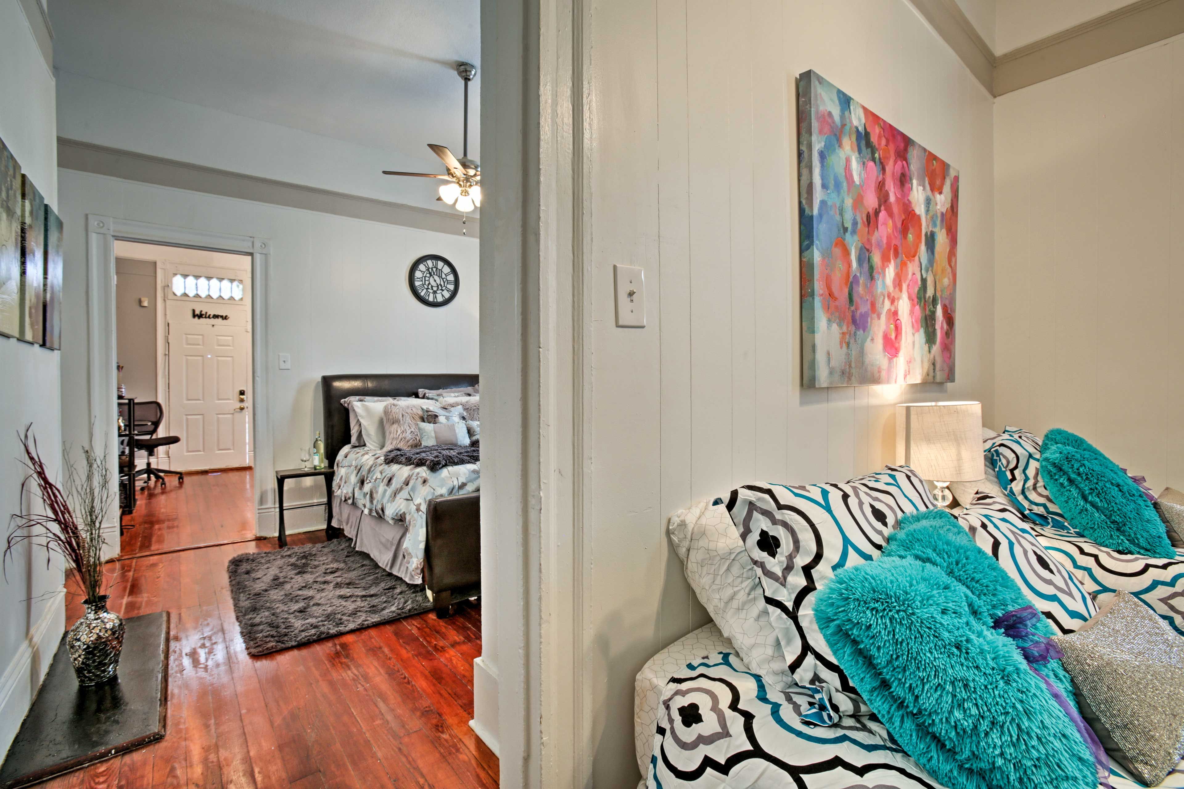 The second bedroom is adjacent to the first room.
