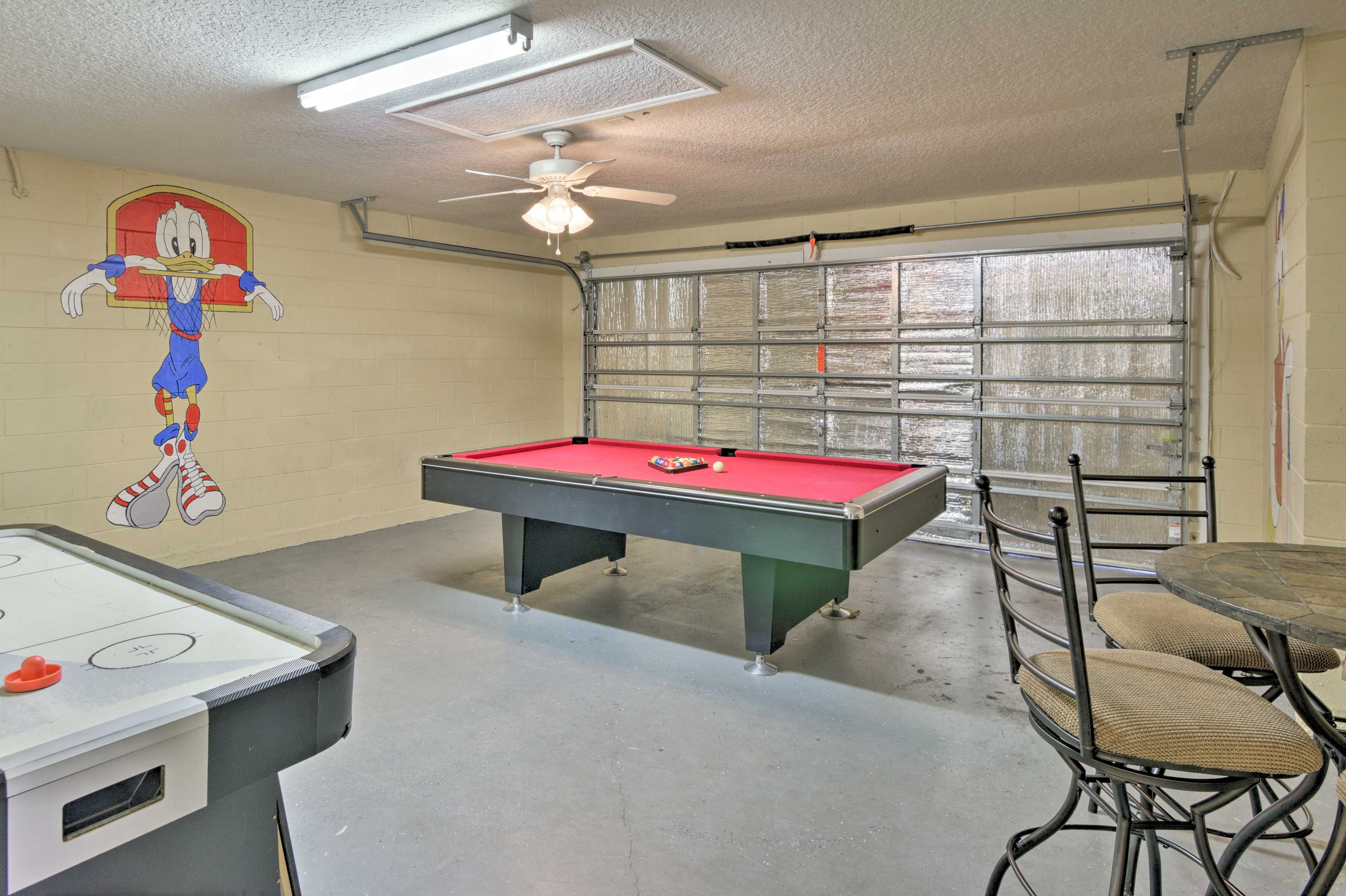 Finish the night down in the converted game room.