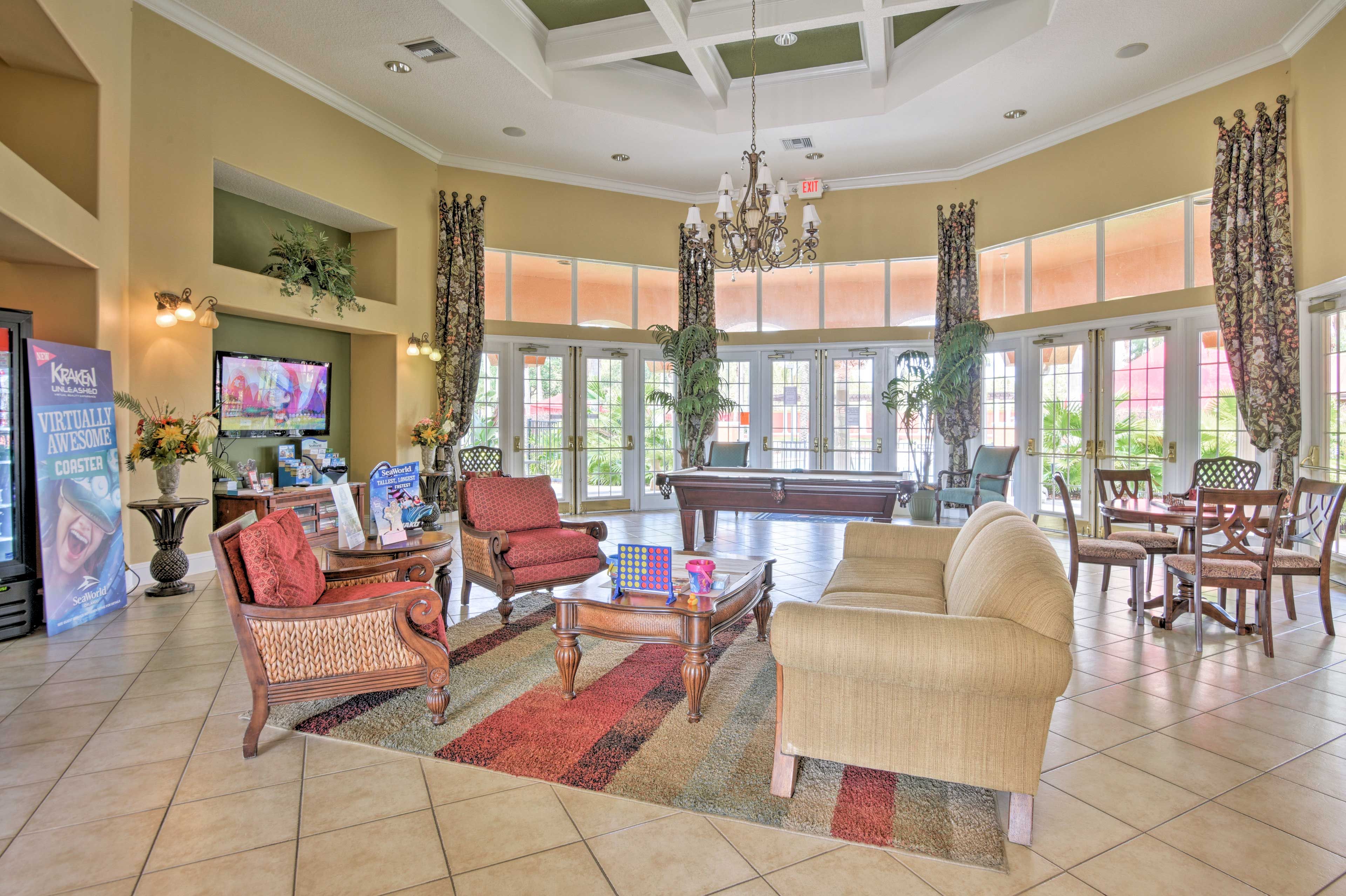 Meet fellow travelers in the elegant foyer.