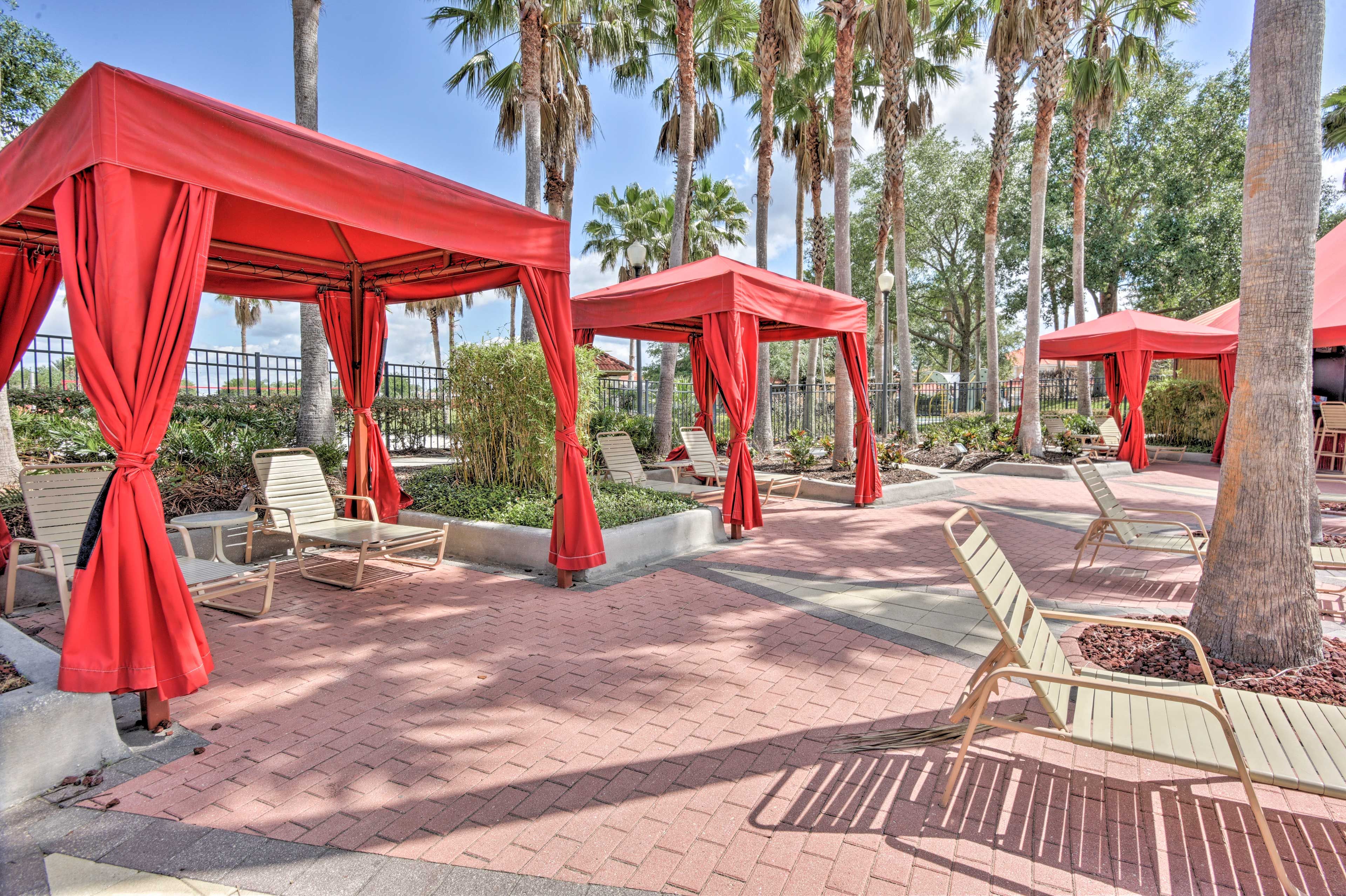 Get a break from the sun under the gazebos.