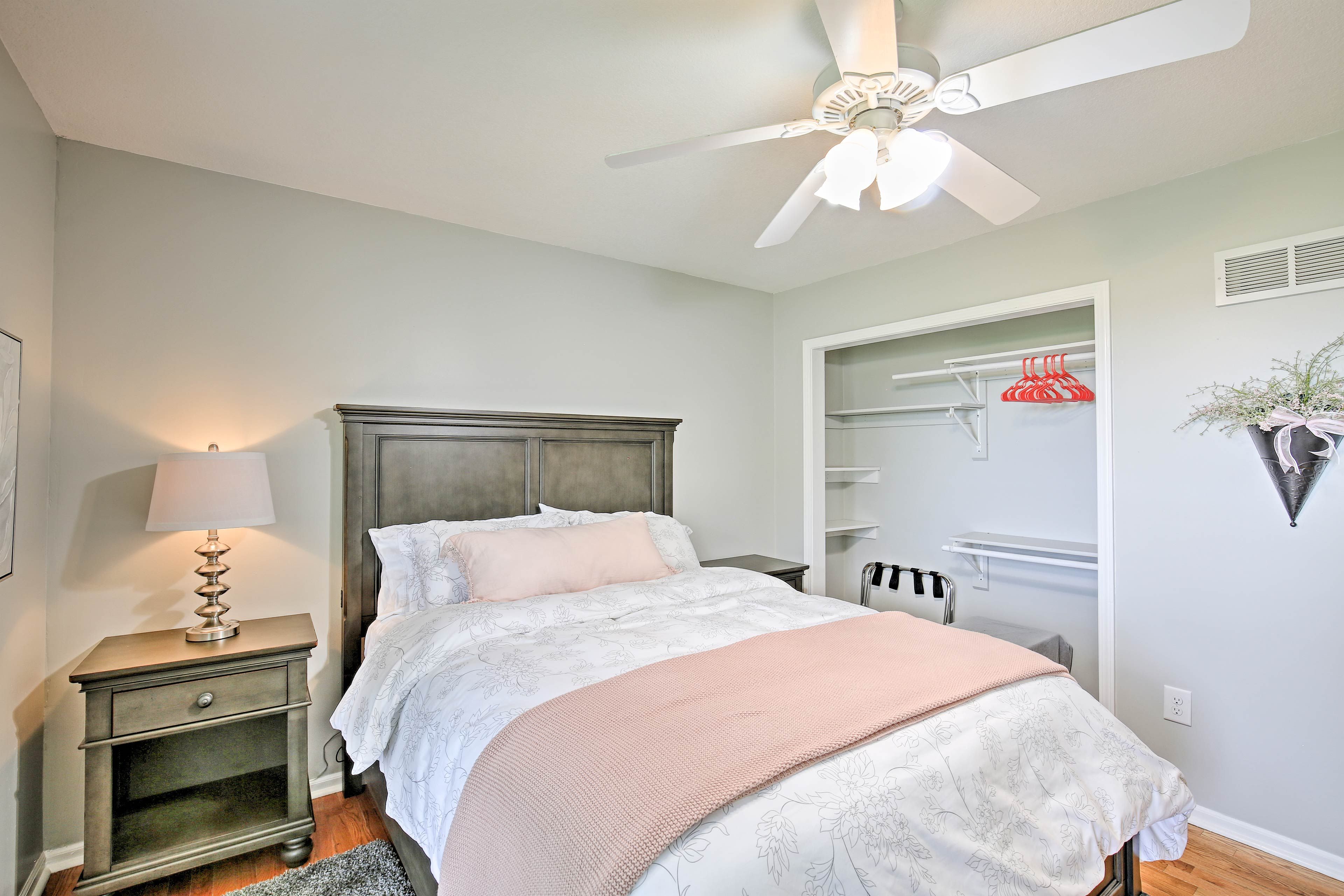 A spacious closet is perfect for storing your belongings during your stay.