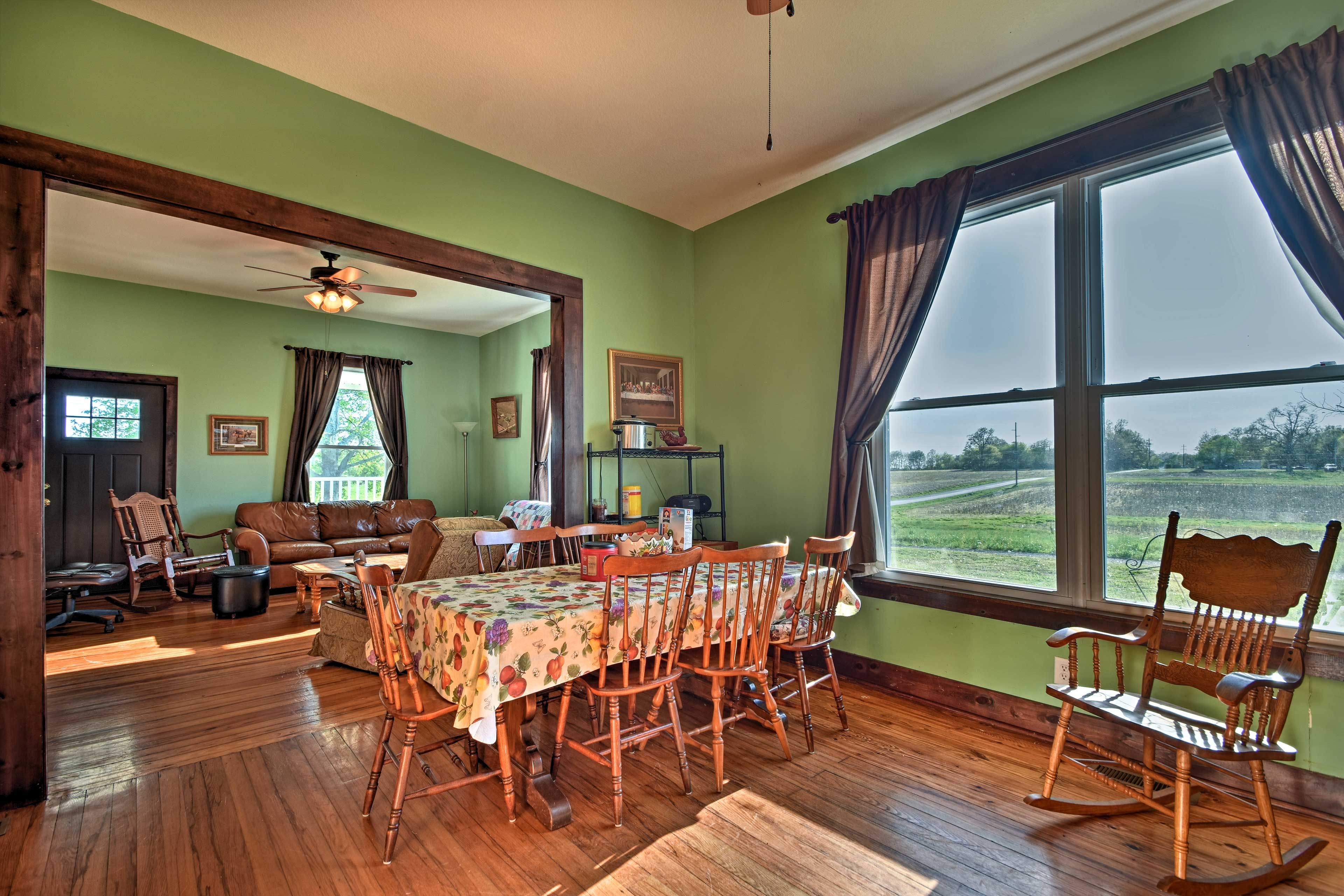 Head into the dining area adjacent to the living room.