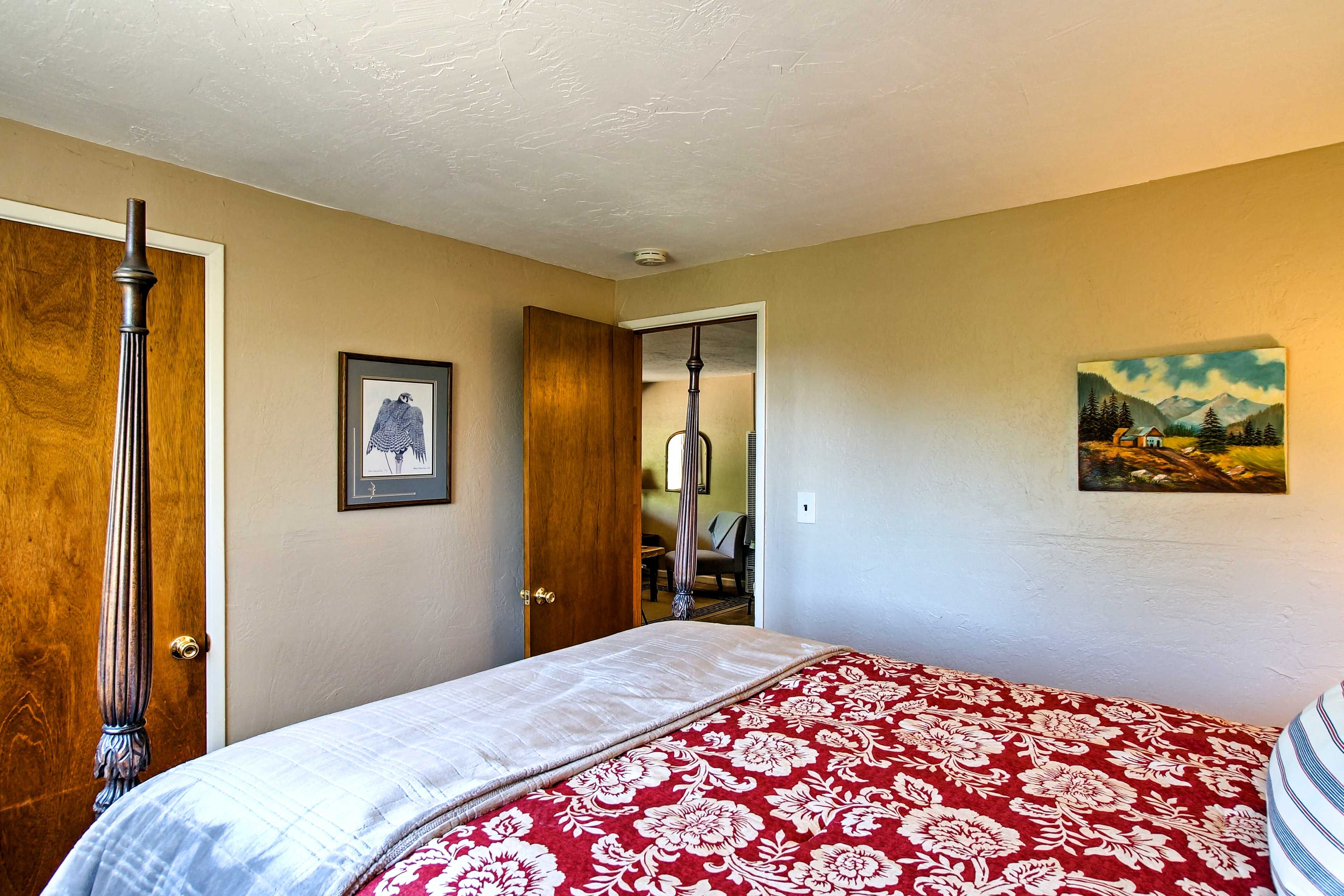 The plush pillows and cloud-like comforter invite you to bed.