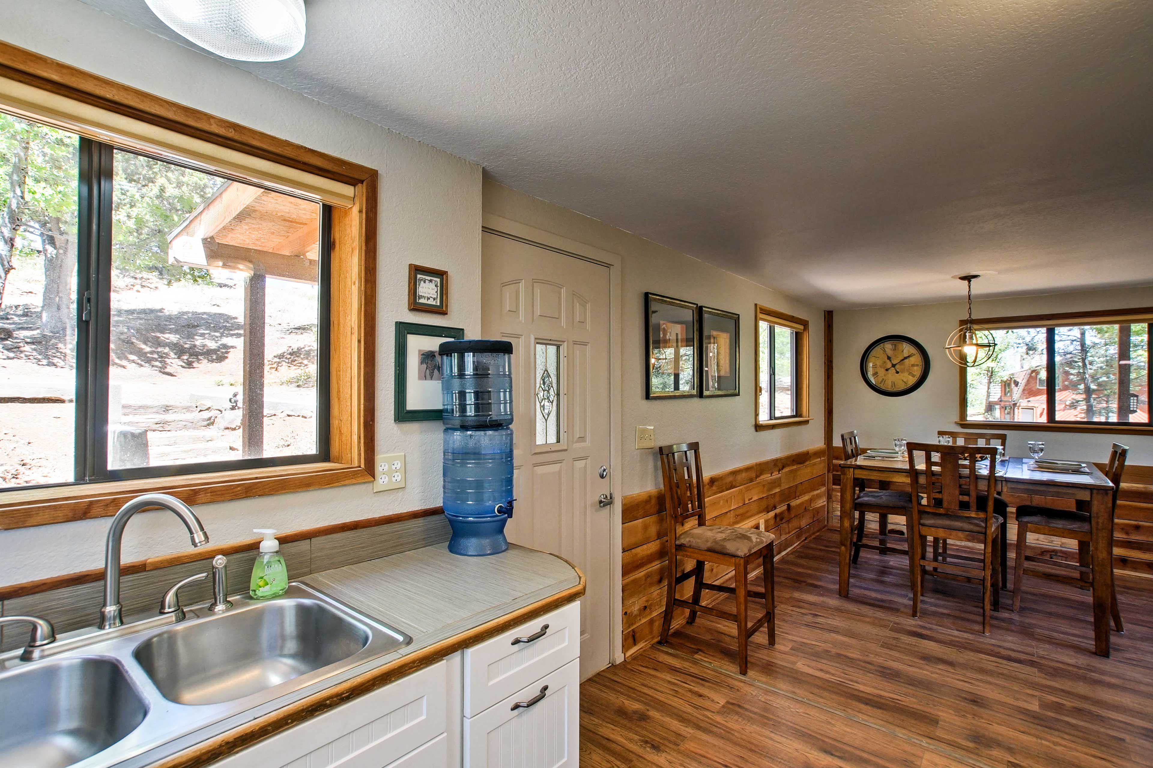 Enjoy scenic views of the landscape while prepping for meals.