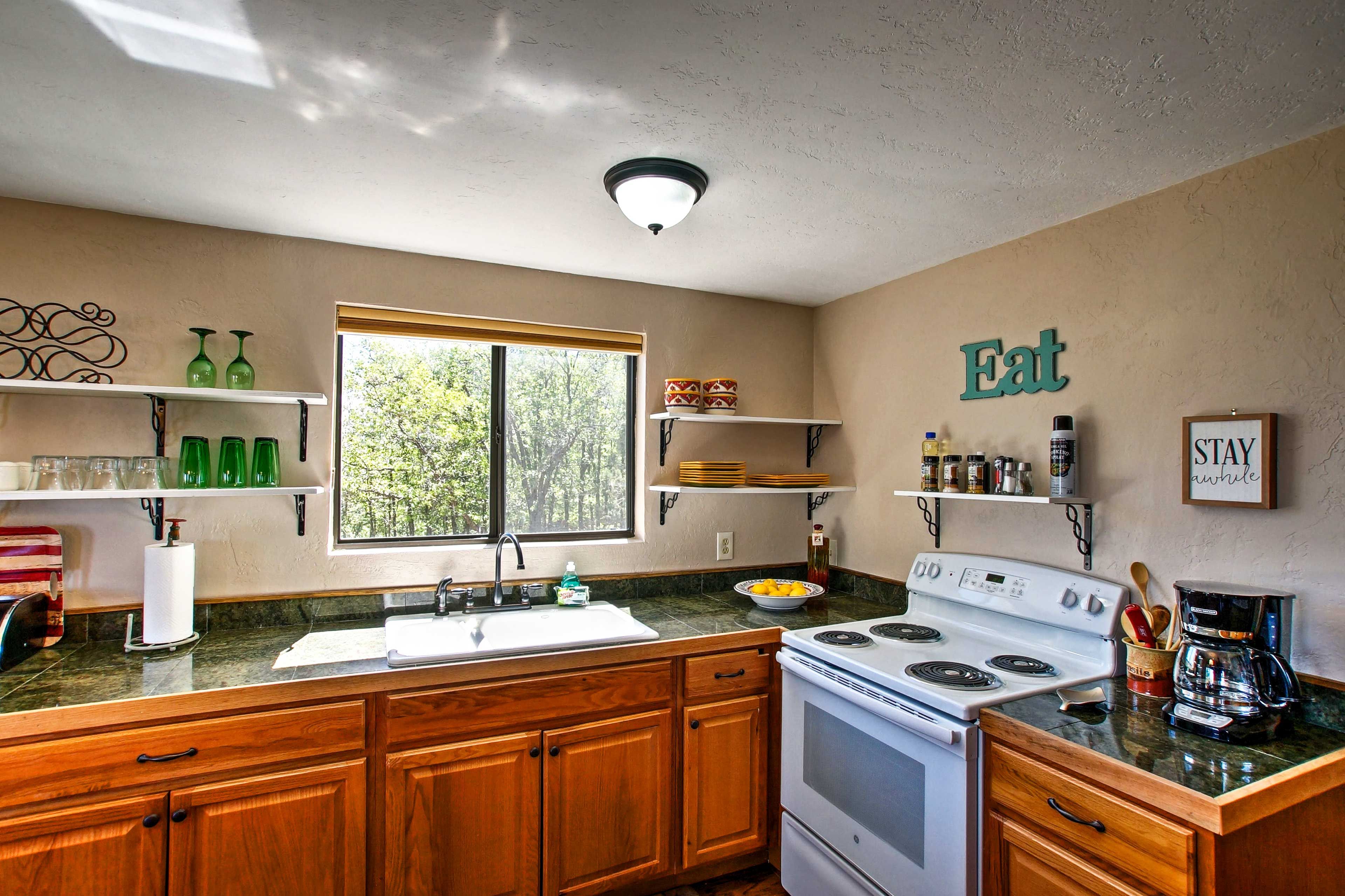 Whip up home-cooked treats in the well-equipped kitchen.