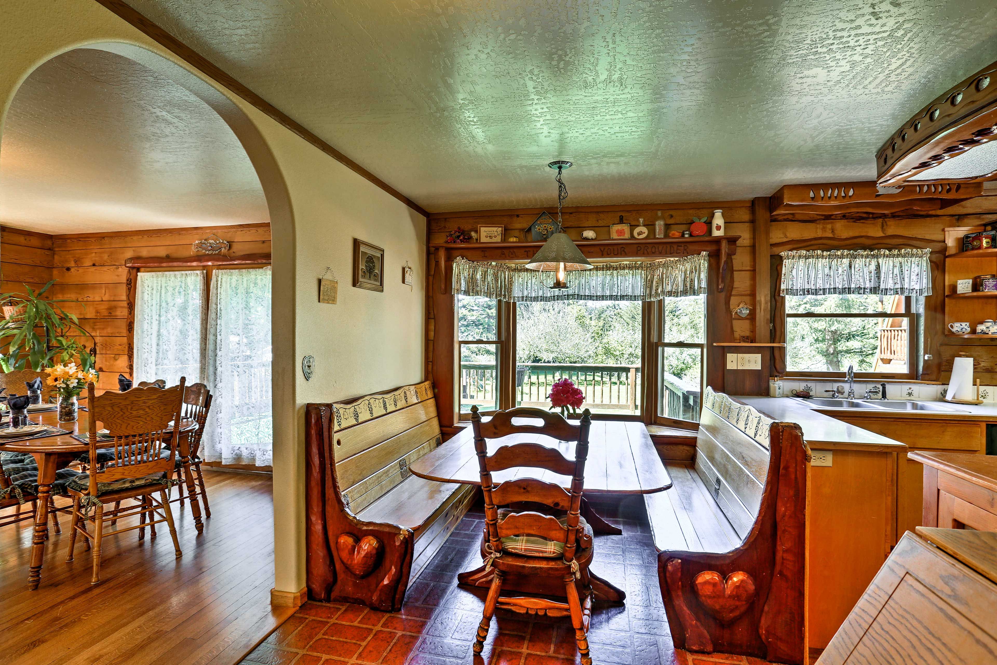 Serve lunch at the charming kitchen nook.