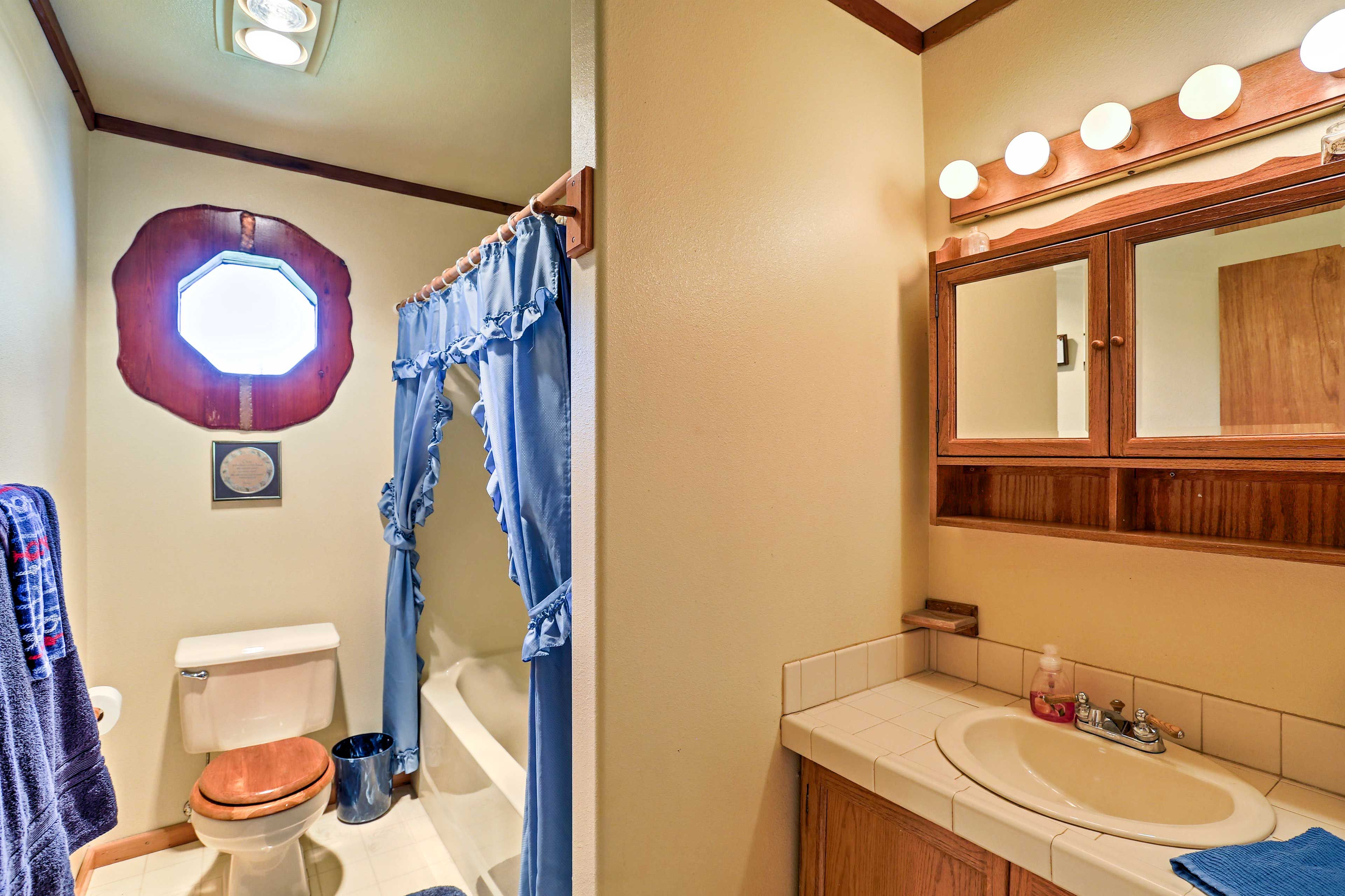 Freshen up in the en-suite bathroom.