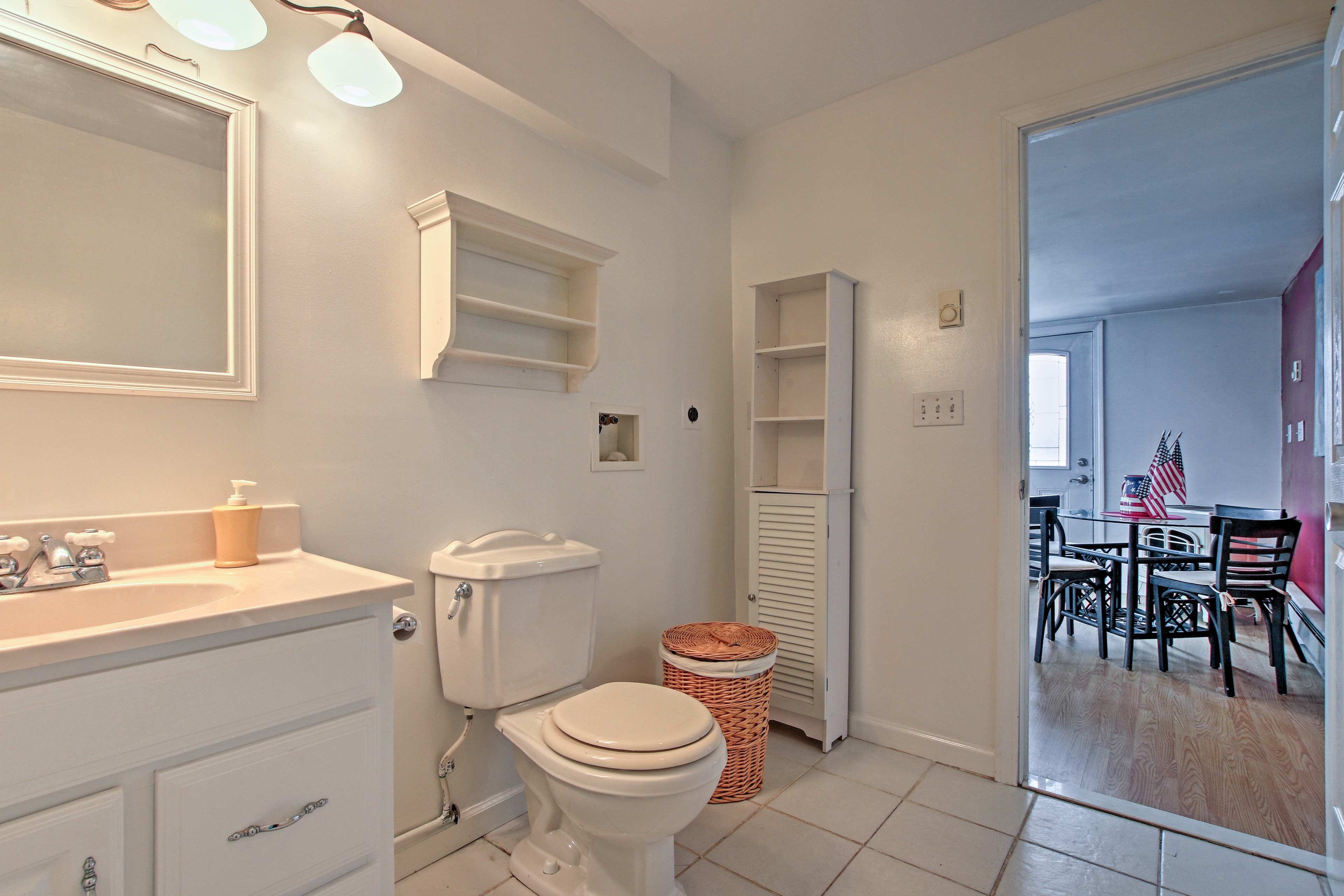 Get ready each morning at the mirrored vanity!
