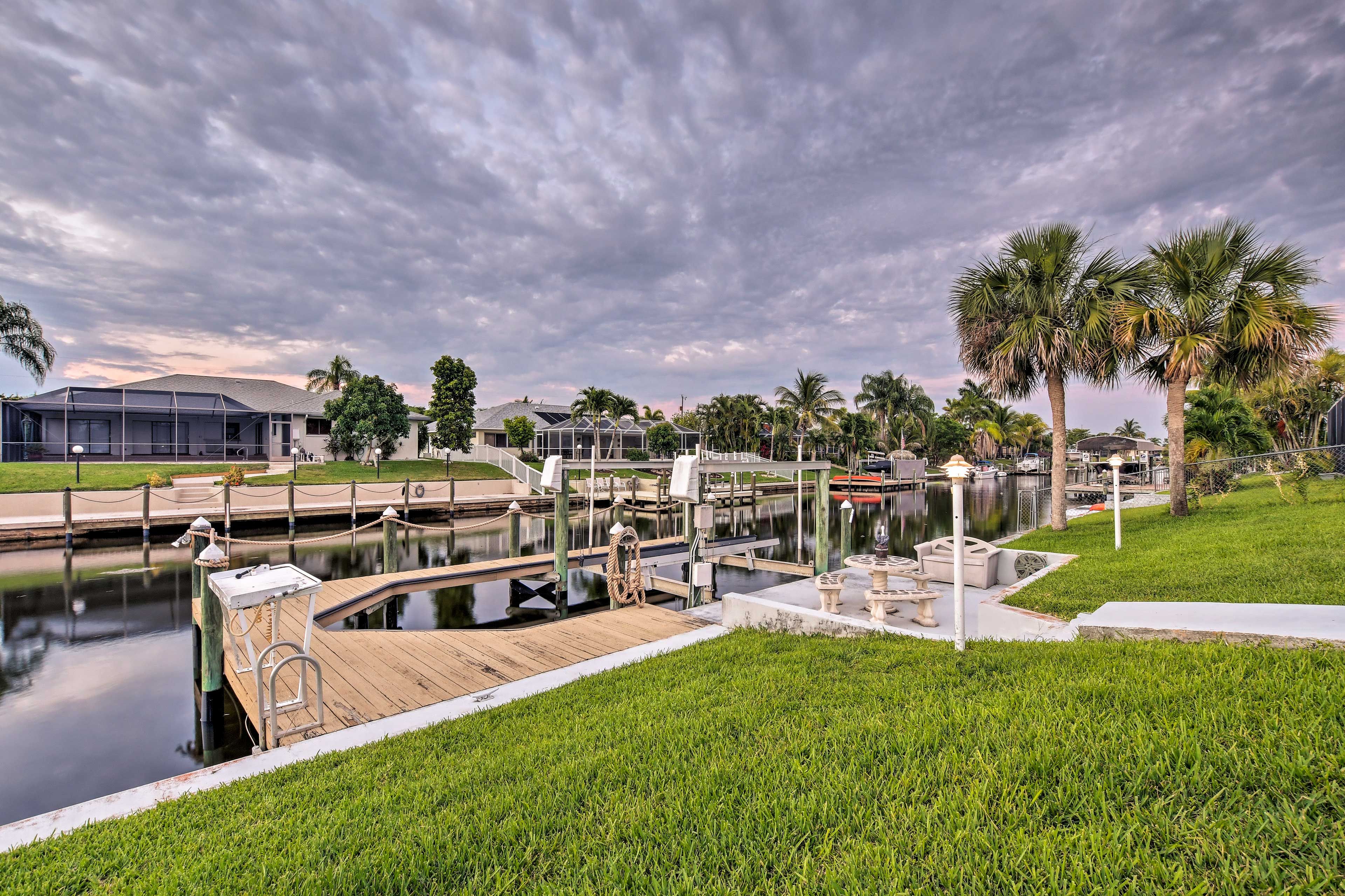 Bring your boat along with canal access and a private dock.