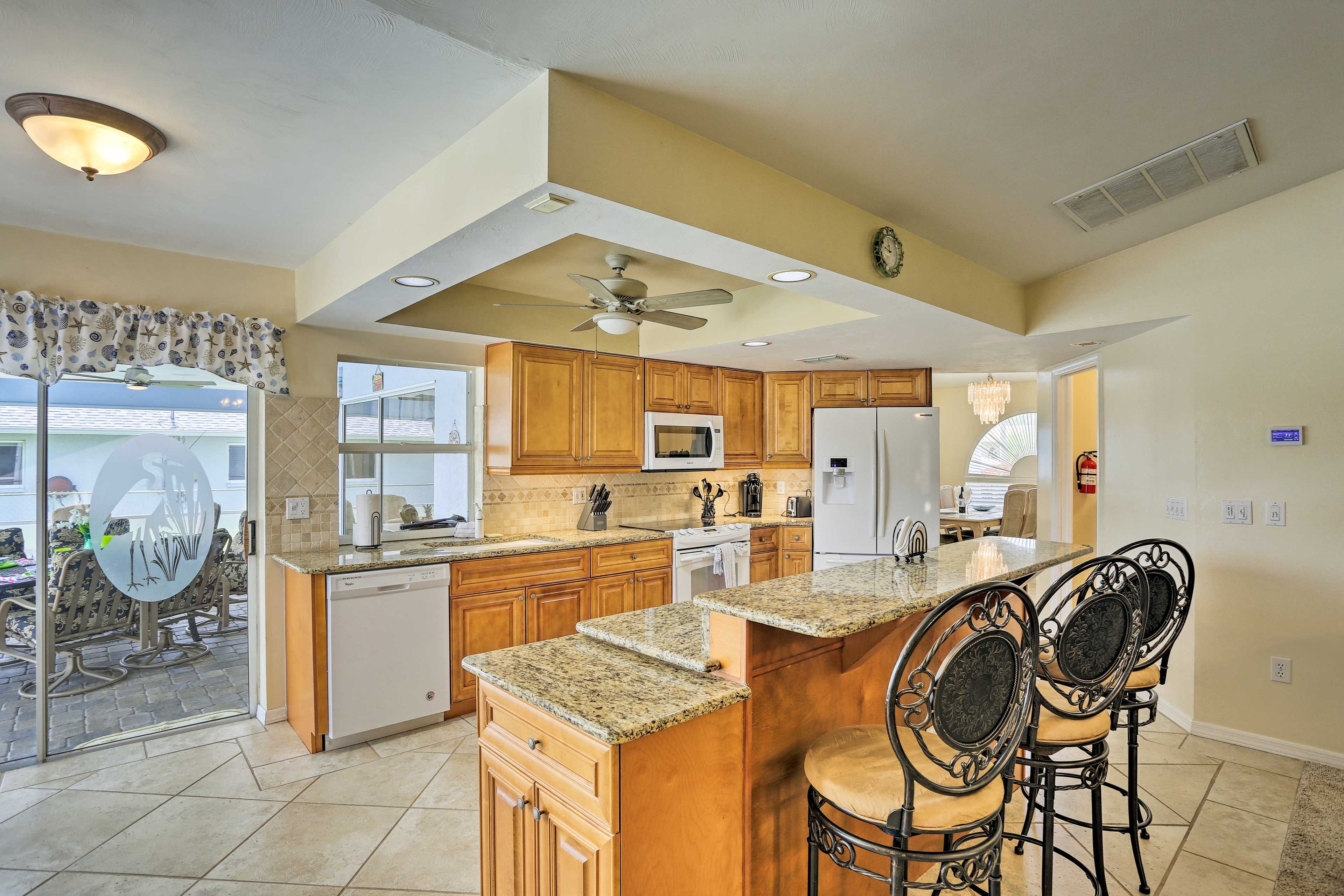 Start your day with breakfast at the kitchen island, don’t forget the coffee!