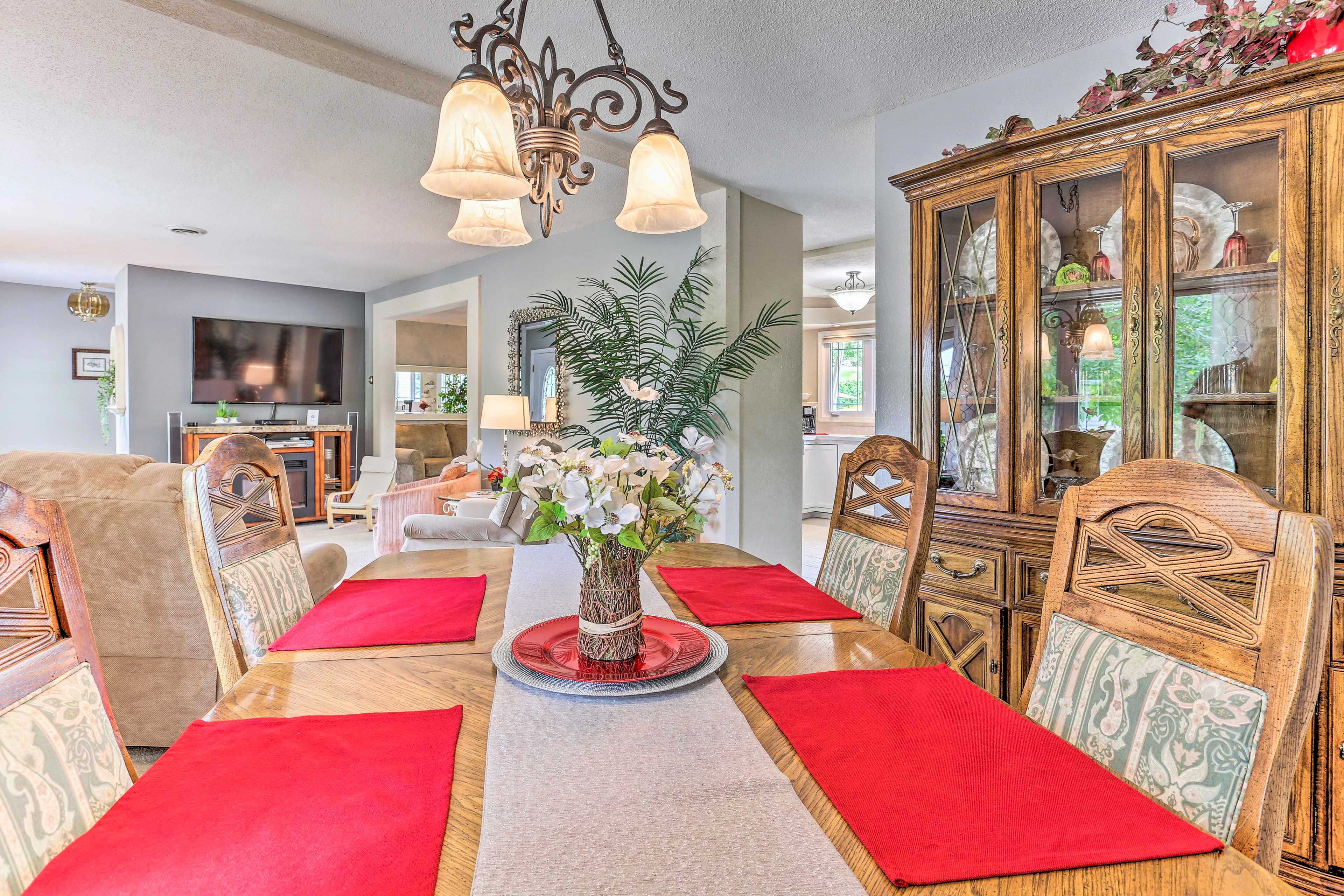 This elegant dining area is perfect for family meals.