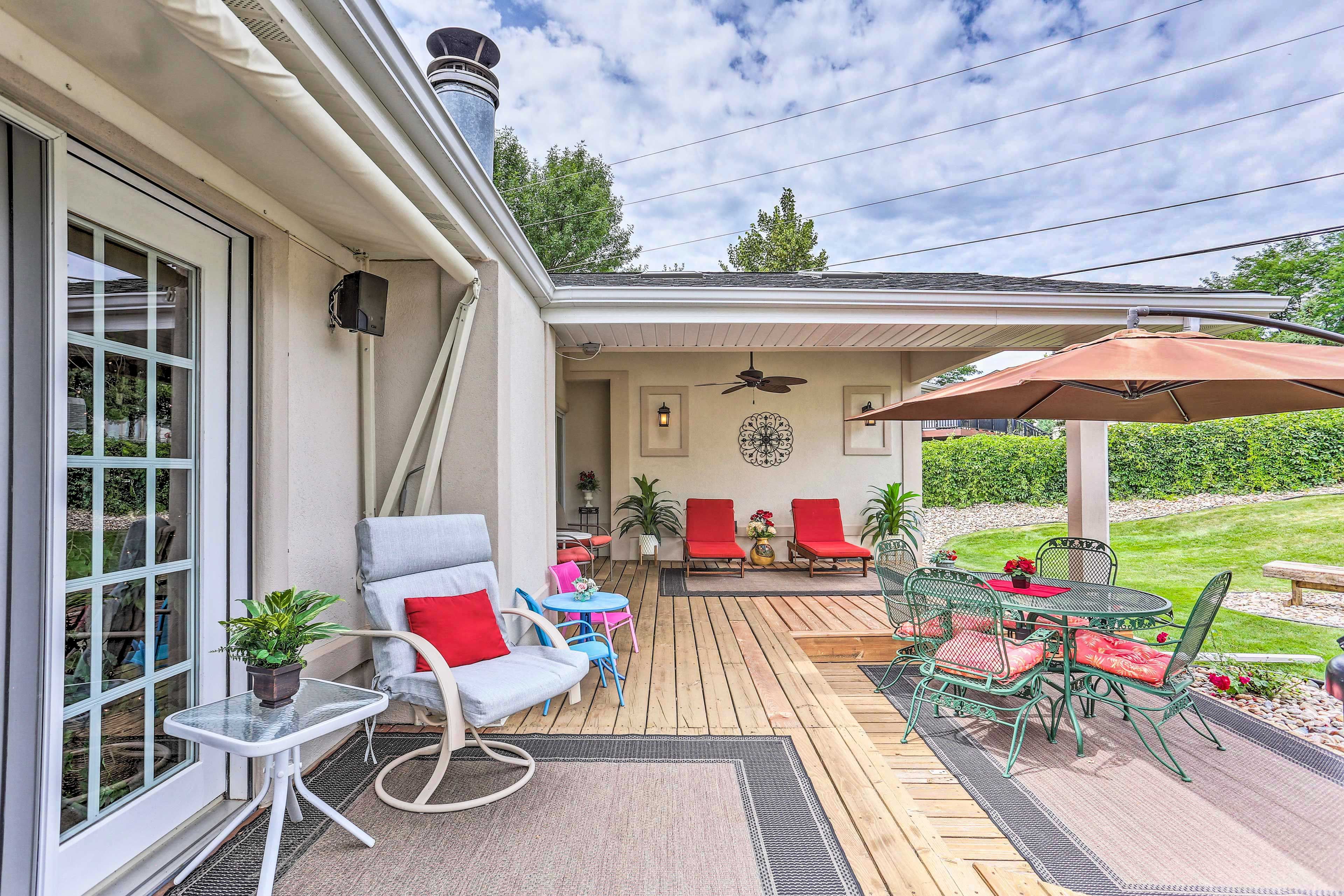 The deck is the perfect place to entertain outside.
