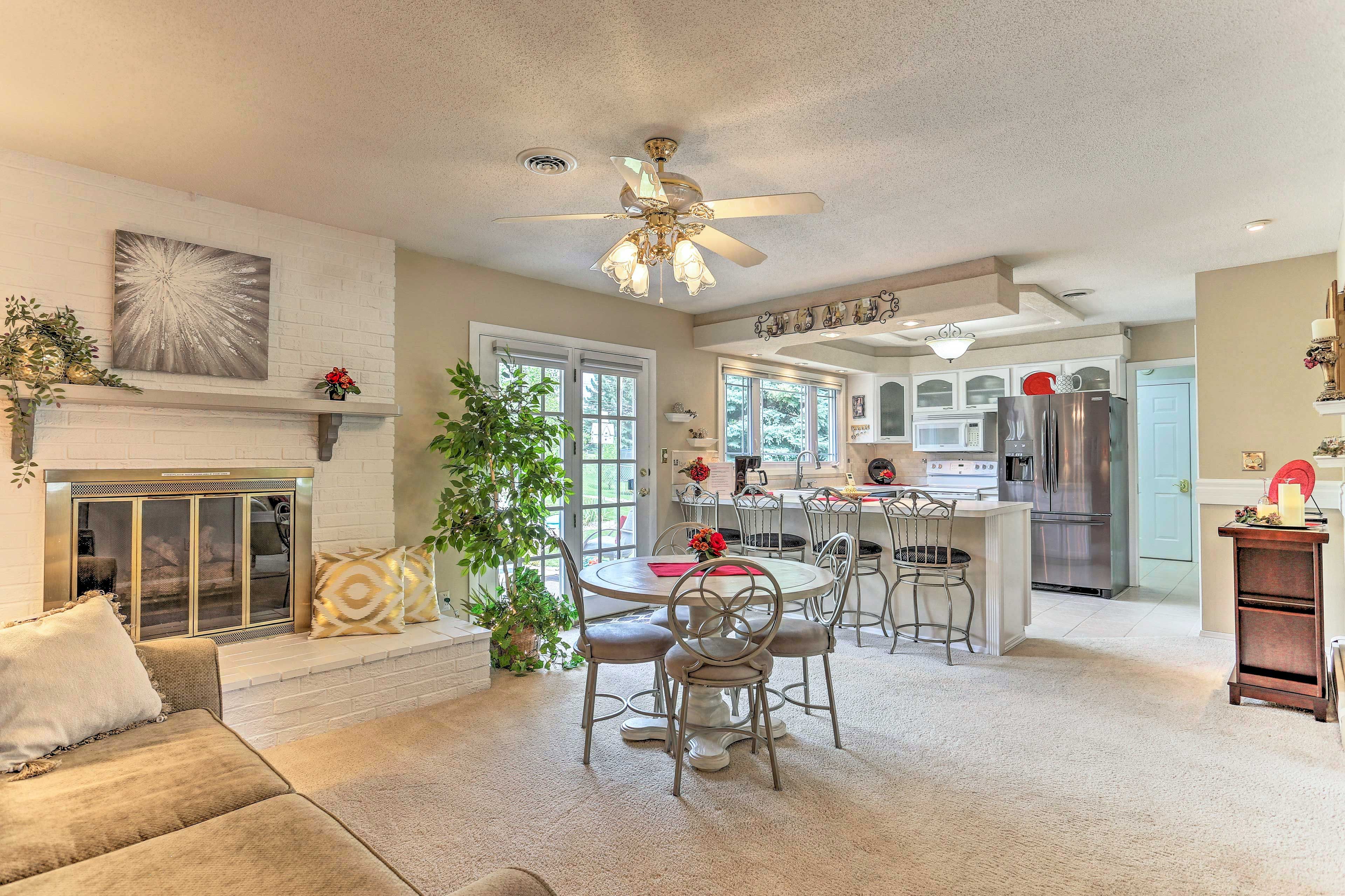This cozy sitting area opens to the kitchen.
