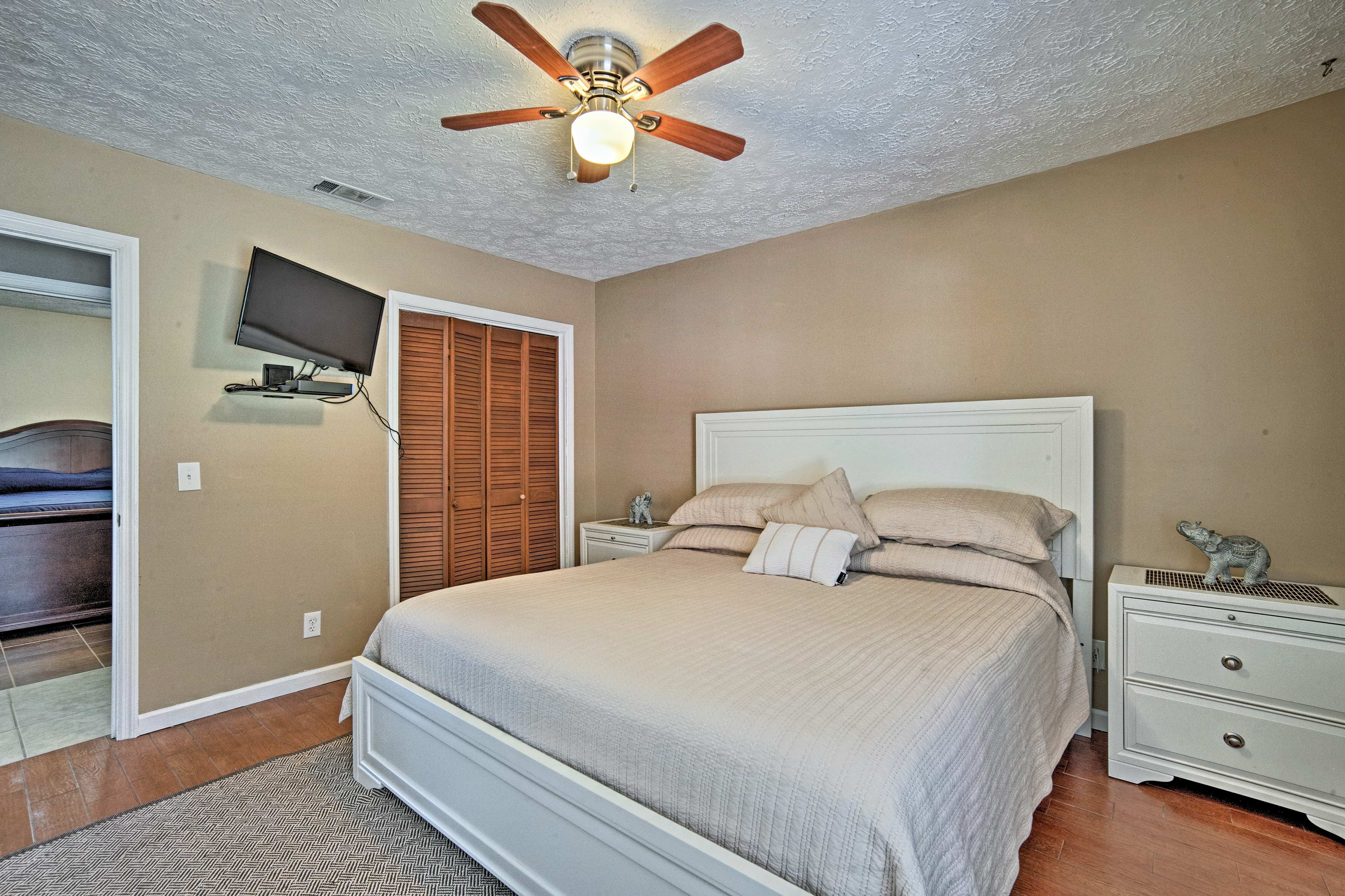 Sink into the comfortable king bed in the first bedroom.