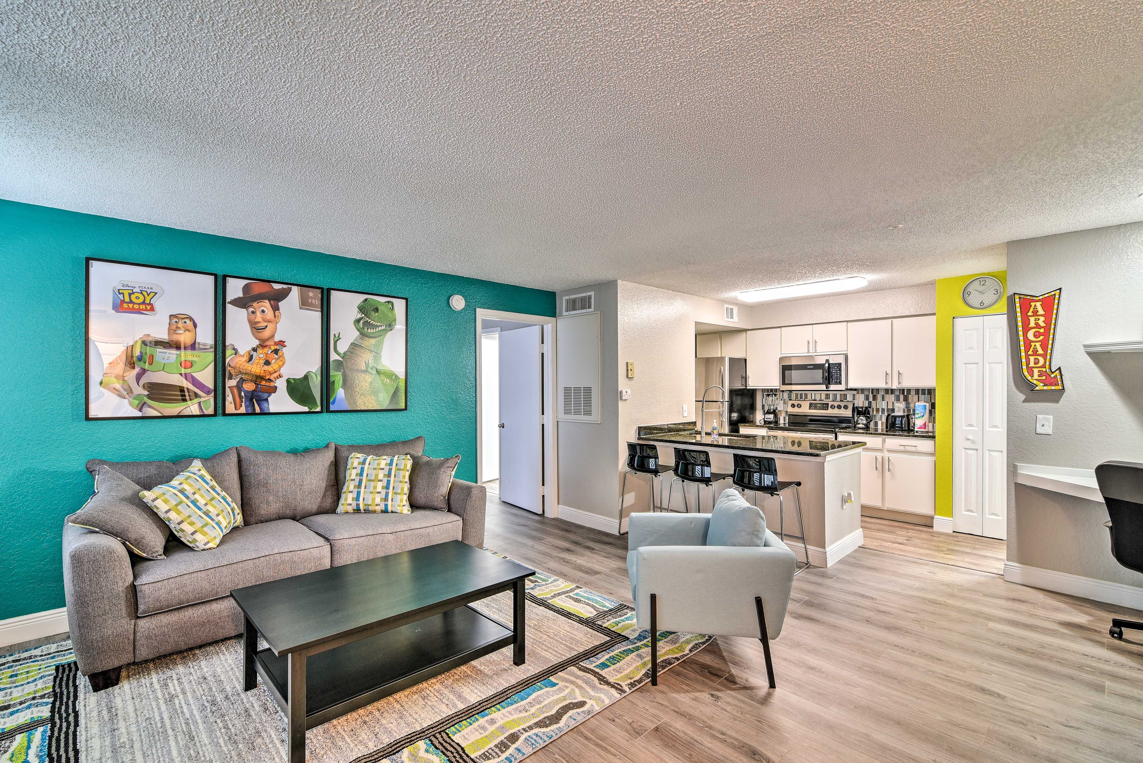 A magical family getaway awaits at this Kissimmee condo at Villa Del Sol!