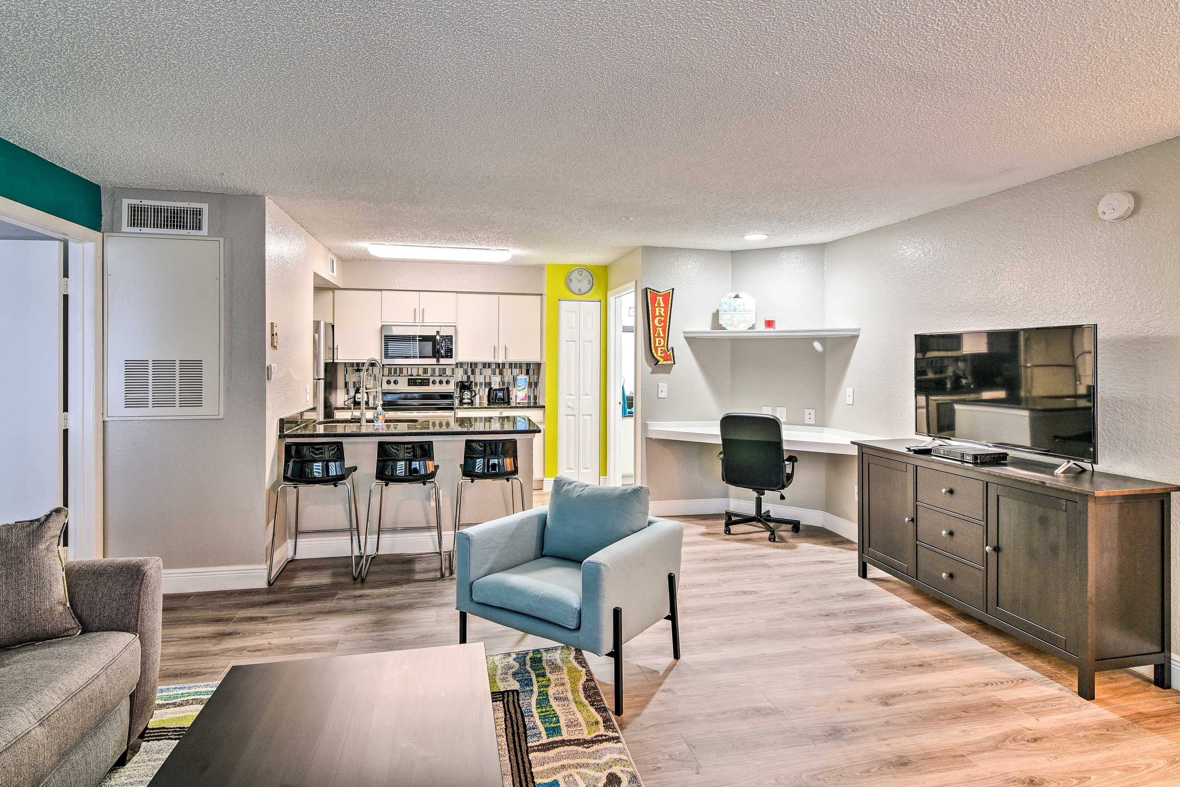 The condo boasts 2-bedrooms, 2-baths and 1,025 square feet of living space.