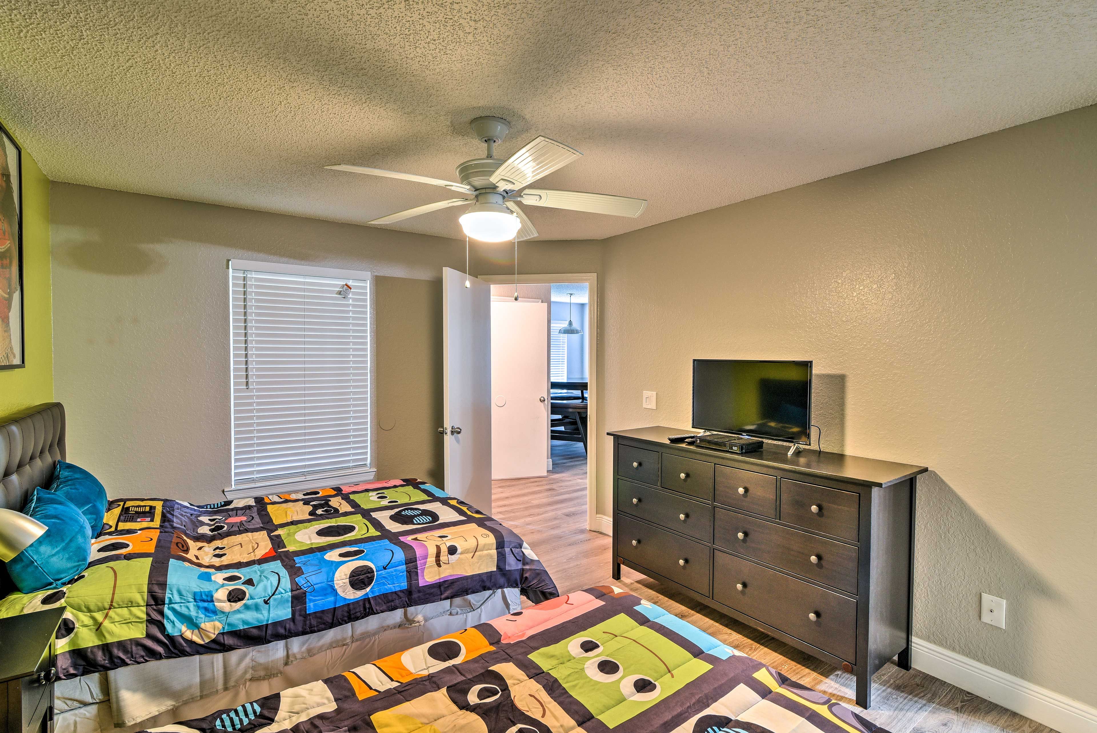 Two full beds sleep 2-4 guests.