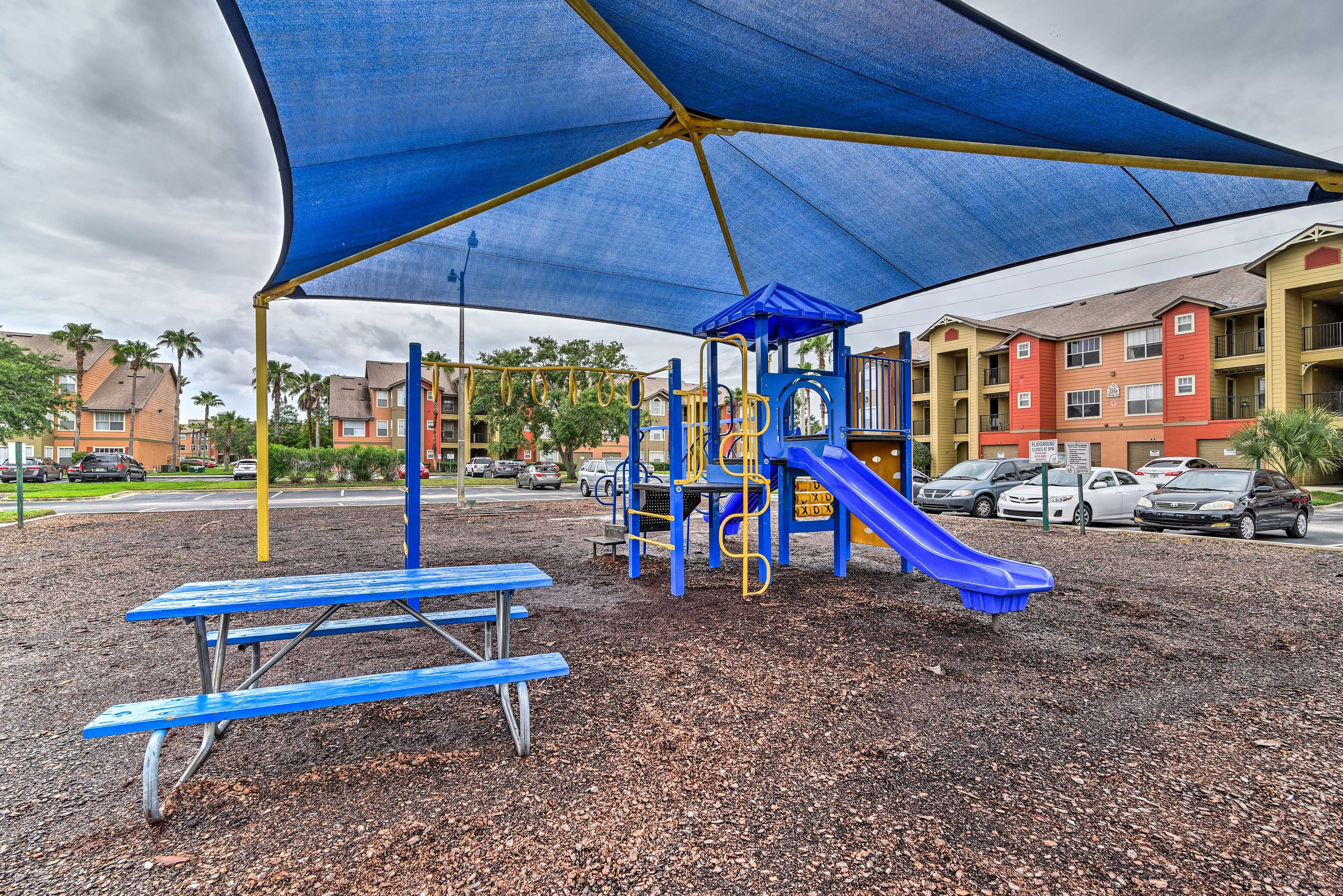 A playground is located on-site for the kids.