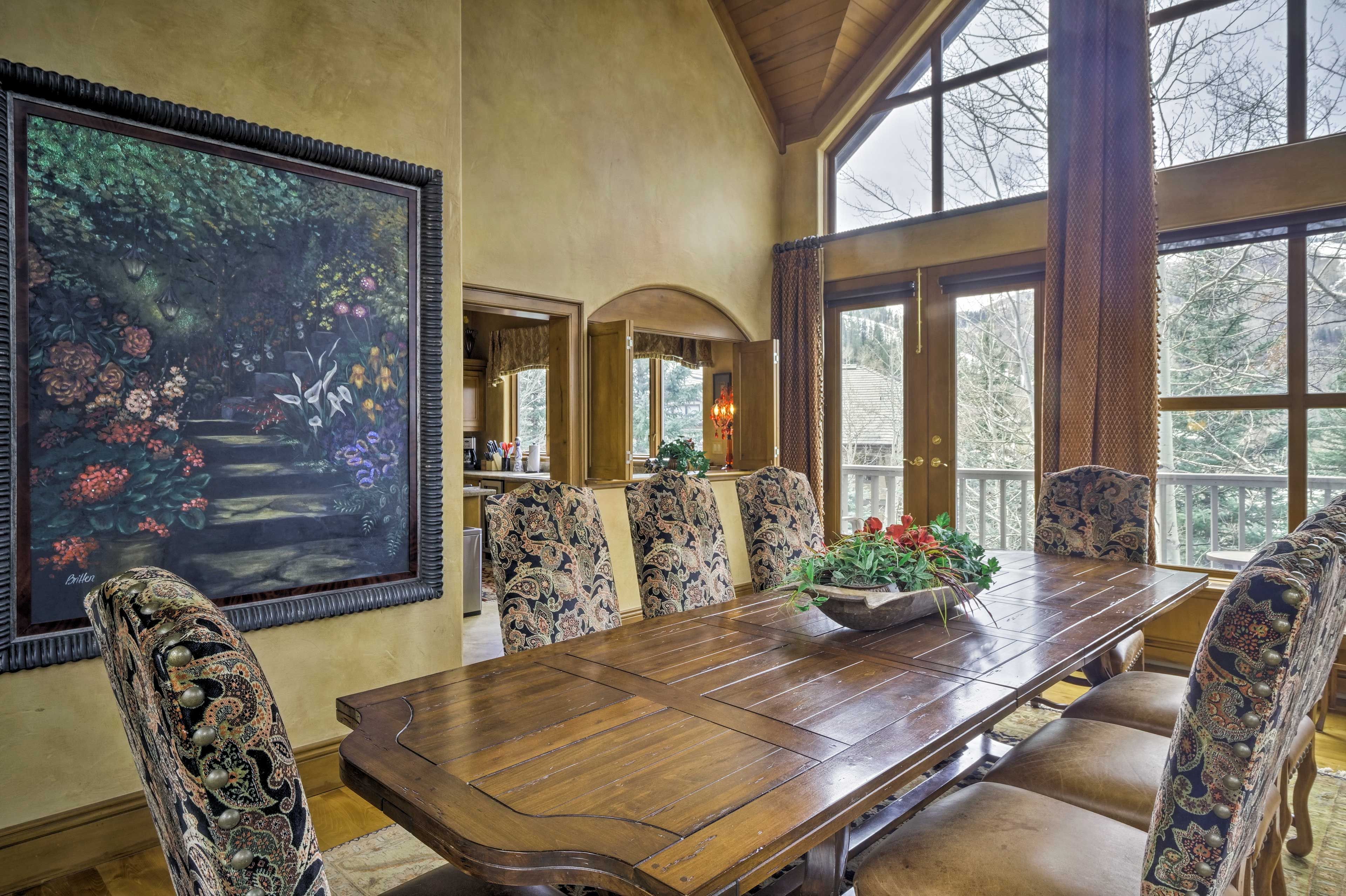 Gather around the elegant dining table for formal meals.