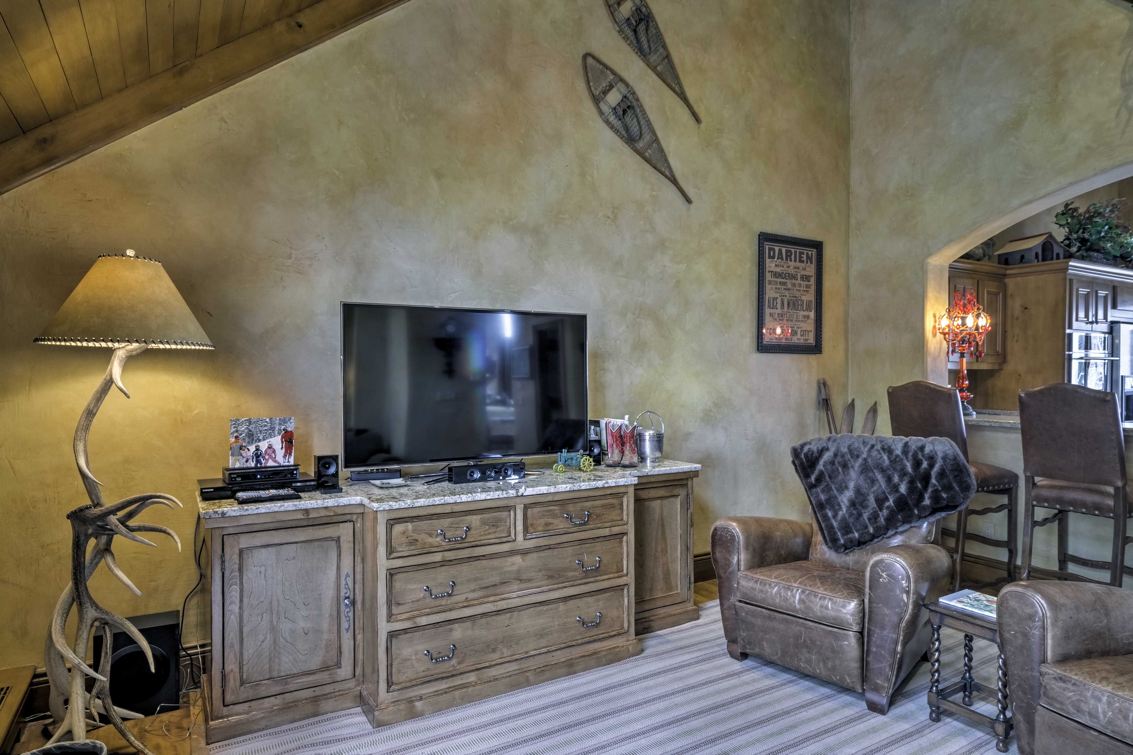 Settle down in this Western-themed room for relaxation.